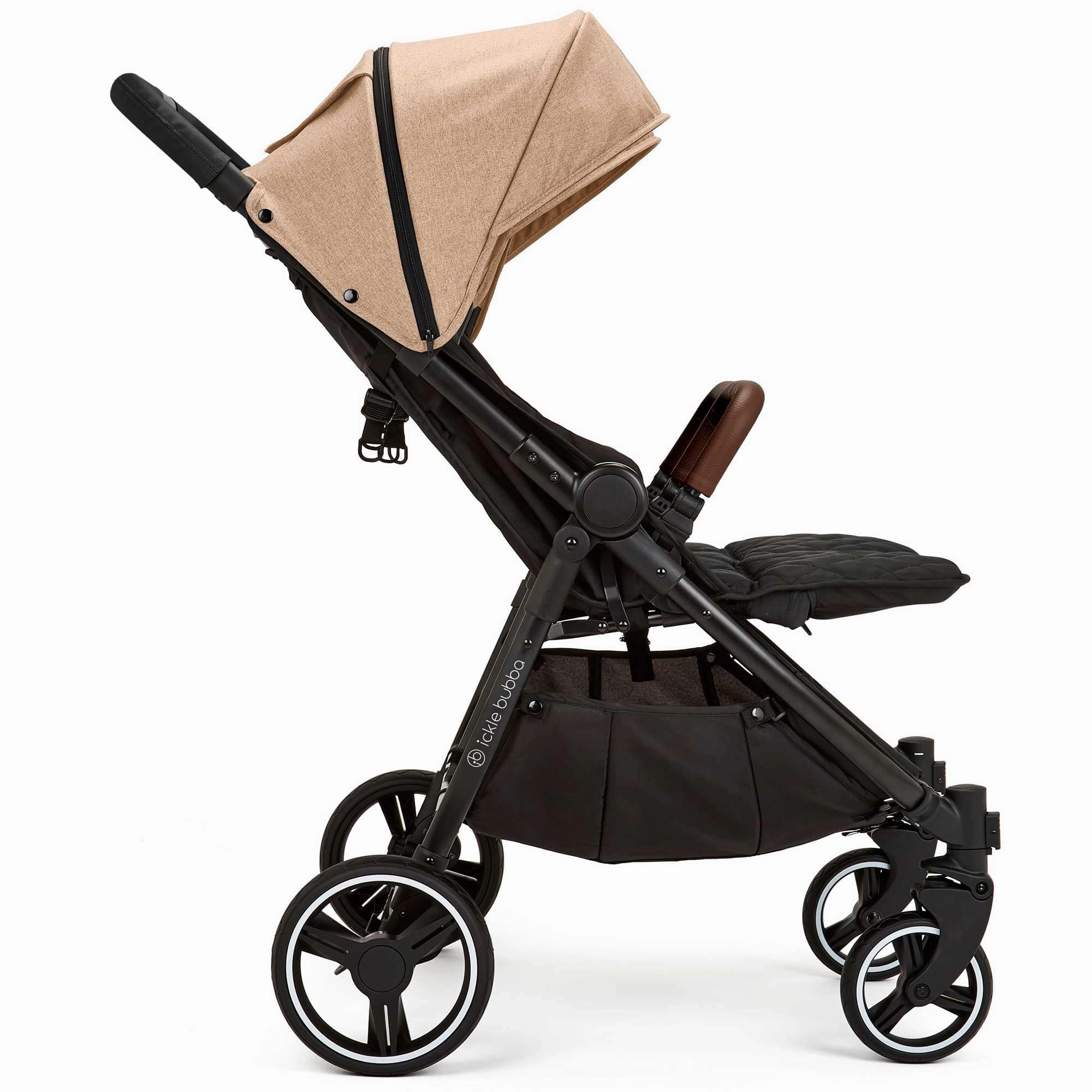 Ickle Bubba Venus Double Stroller - Black/Biscuit/Tan