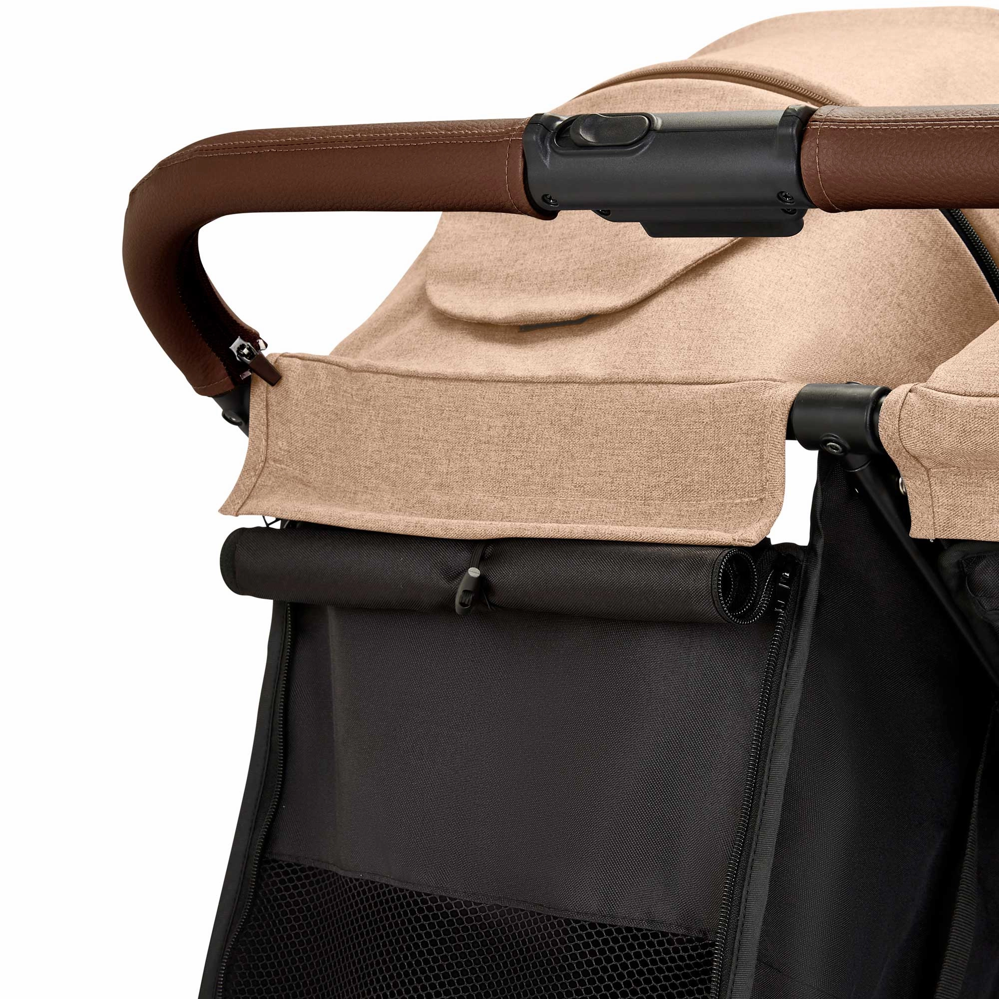 Ickle Bubba Venus Double Stroller - Black/Biscuit/Tan