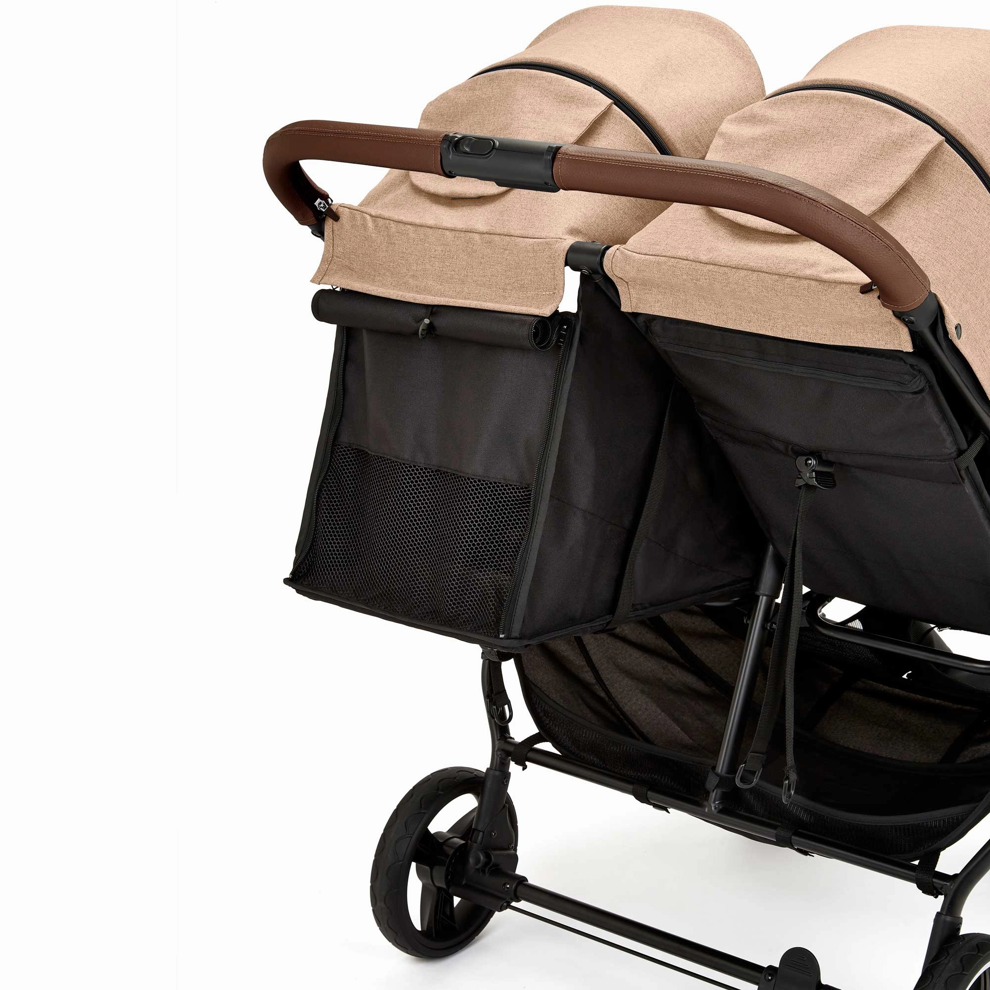 Ickle Bubba Venus Double Stroller - Black/Biscuit/Tan