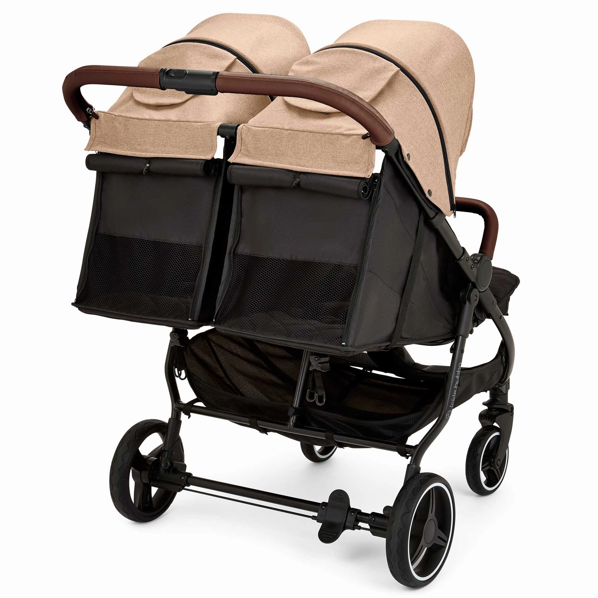 Ickle Bubba Venus Double Stroller - Black/Biscuit/Tan