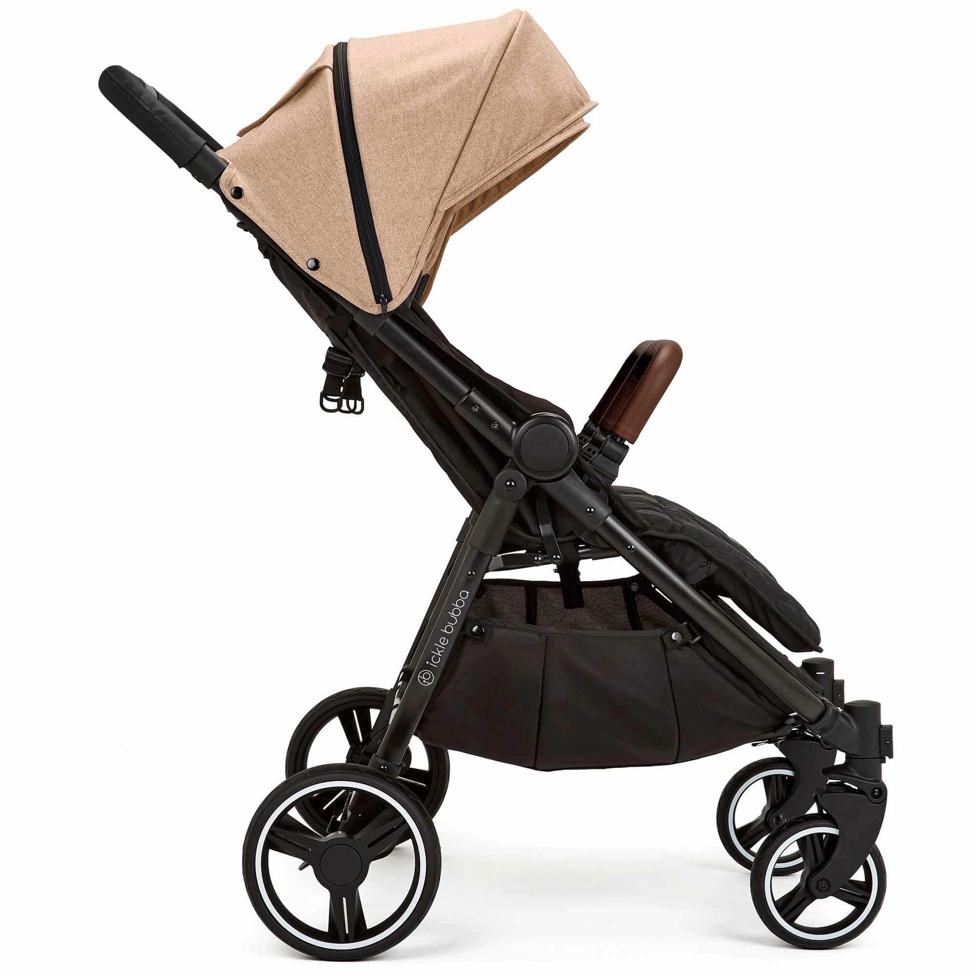 Ickle Bubba Venus Double Stroller - Black/Biscuit/Tan