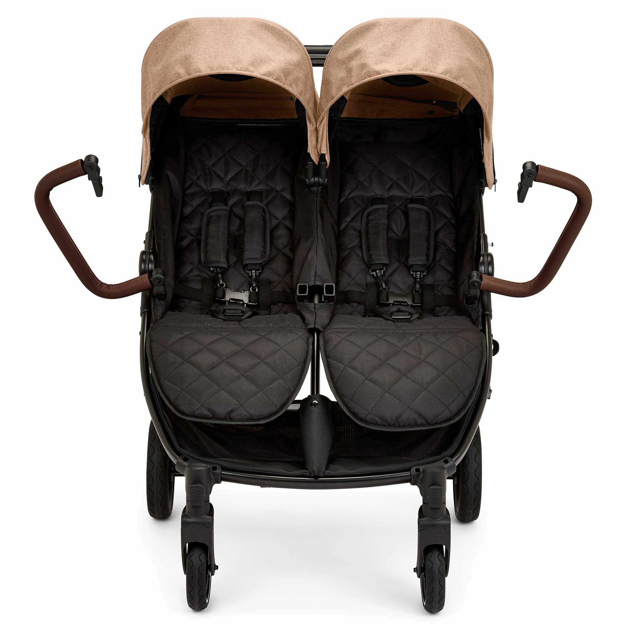 Ickle Bubba Venus Double Stroller - Black/Biscuit/Tan