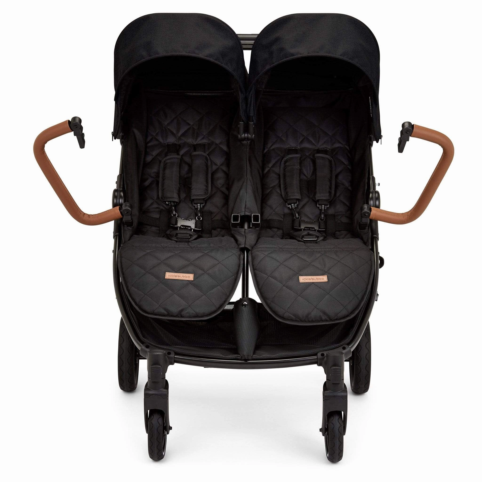 Ickle Bubba Venus Double Stroller - Black/Black/Tan