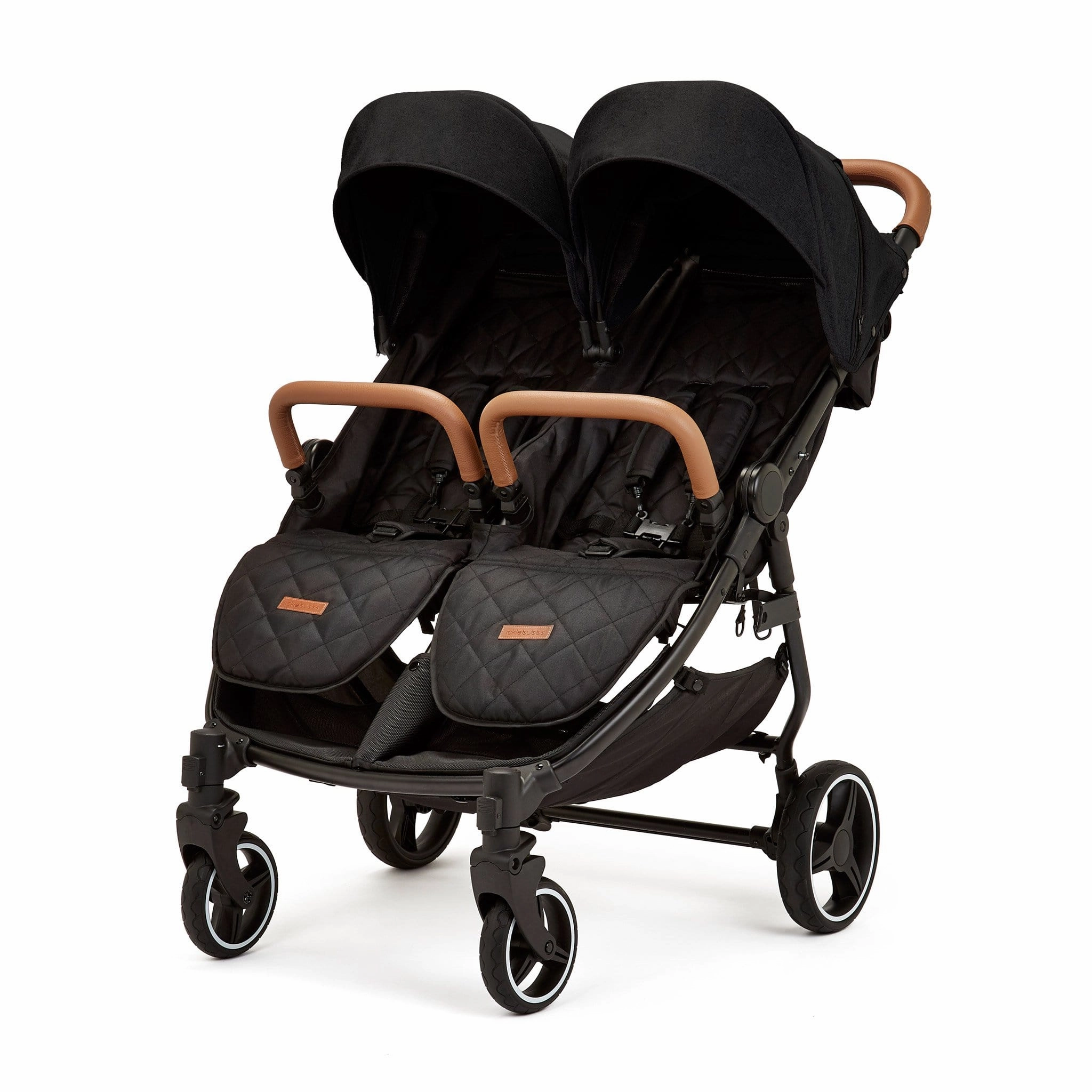 Ickle Bubba Venus Double Stroller - Black/Black/Tan
