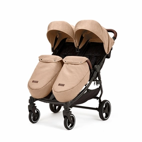 Ickle Bubba Venus Max Double Stroller - Black / Biscuit / Tan