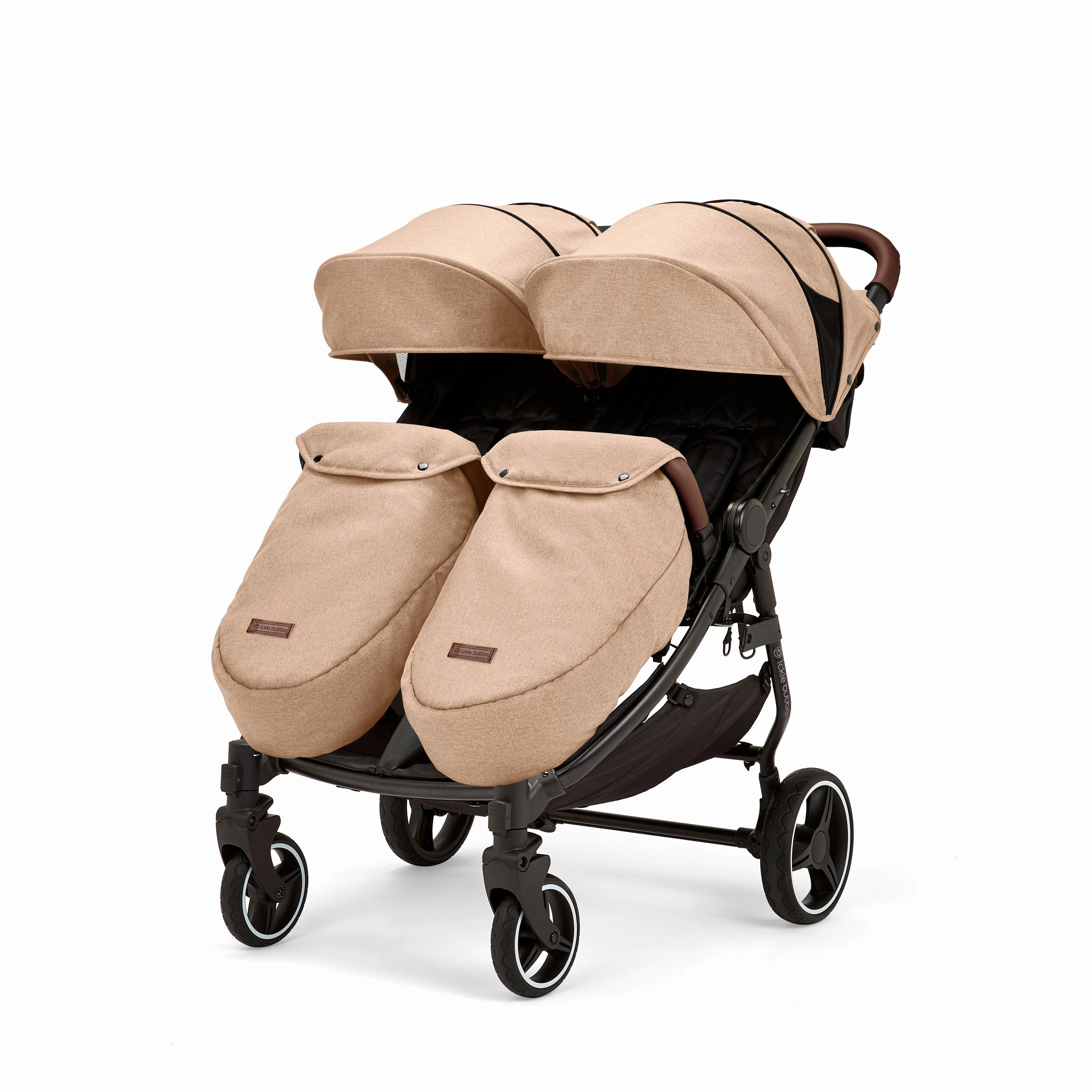 Ickle Bubba Venus Max Double Stroller - Black / Biscuit / Tan