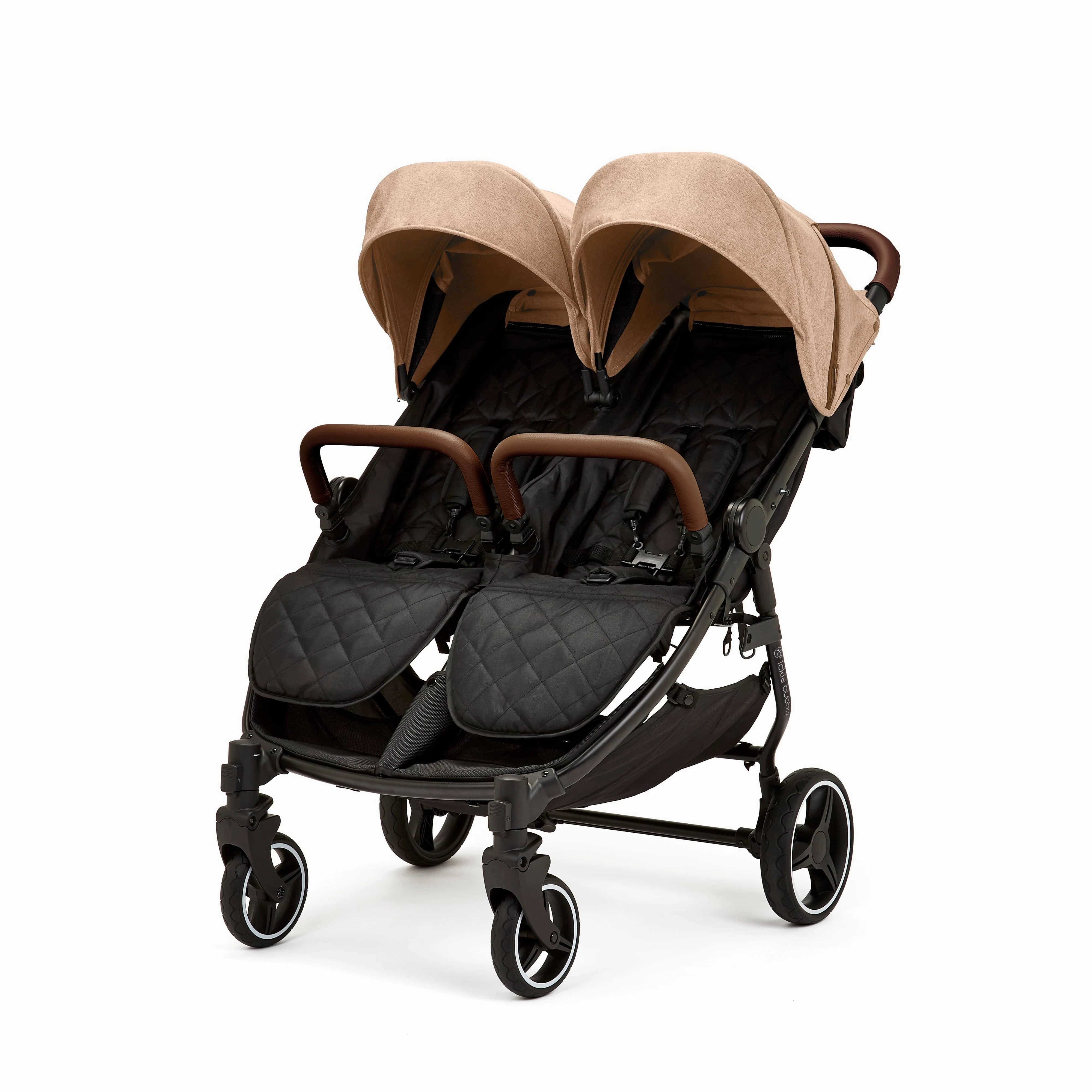 Ickle Bubba Venus Max Double Stroller - Black / Biscuit / Tan