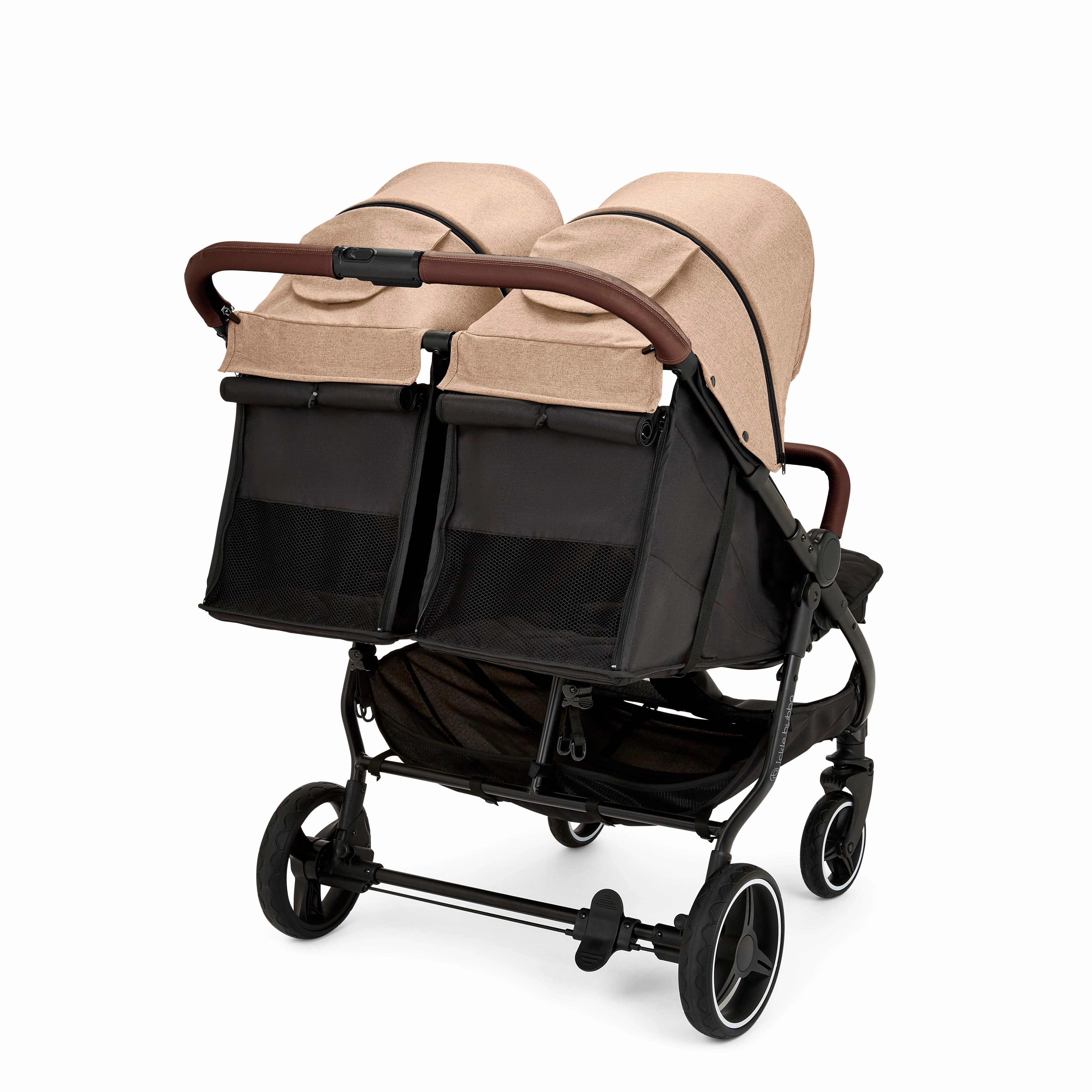 Ickle Bubba Venus Max Double Stroller - Black / Biscuit / Tan