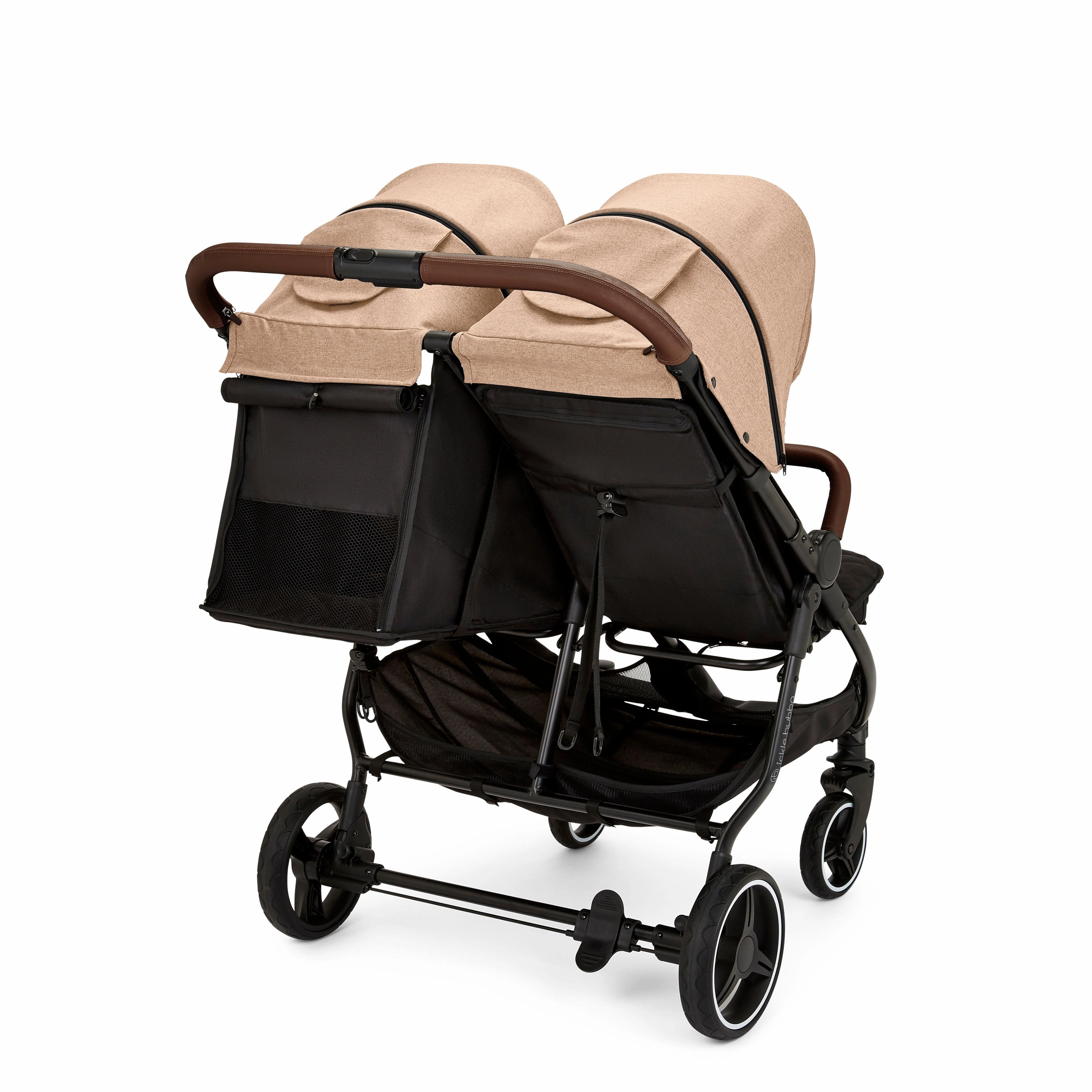 Ickle Bubba Venus Max Double Stroller - Black / Biscuit / Tan