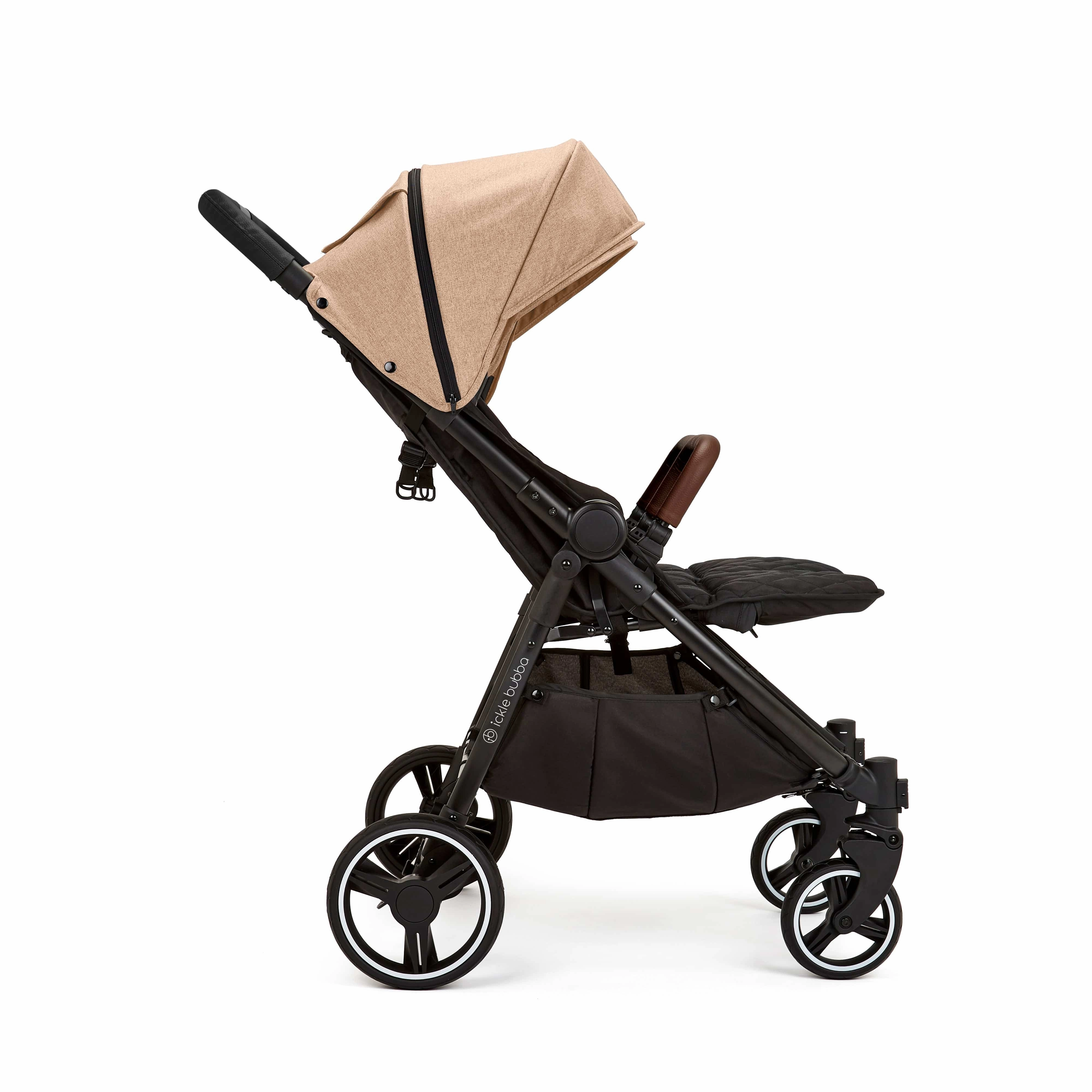 Ickle Bubba Venus Max Double Stroller - Black / Biscuit / Tan