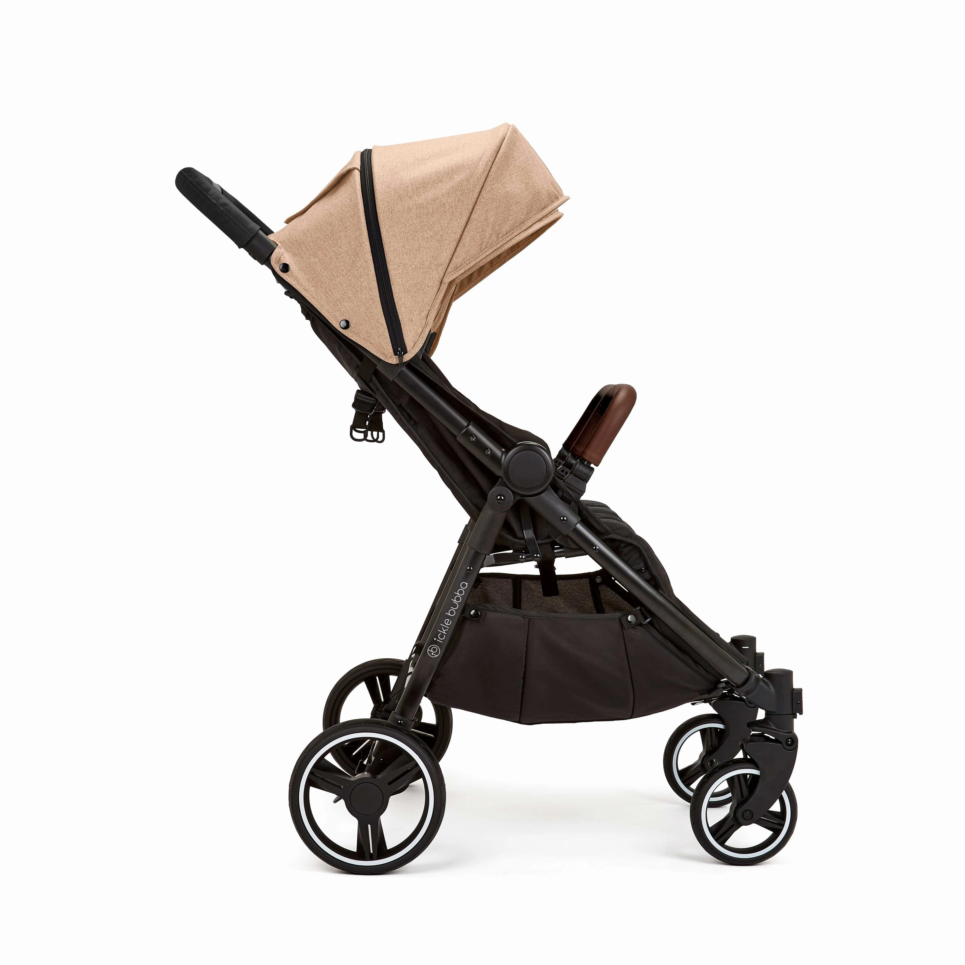 Ickle Bubba Venus Max Double Stroller - Black / Biscuit / Tan