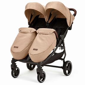 Ickle Bubba Venus Max Double Stroller - Black/Biscuit/Tan