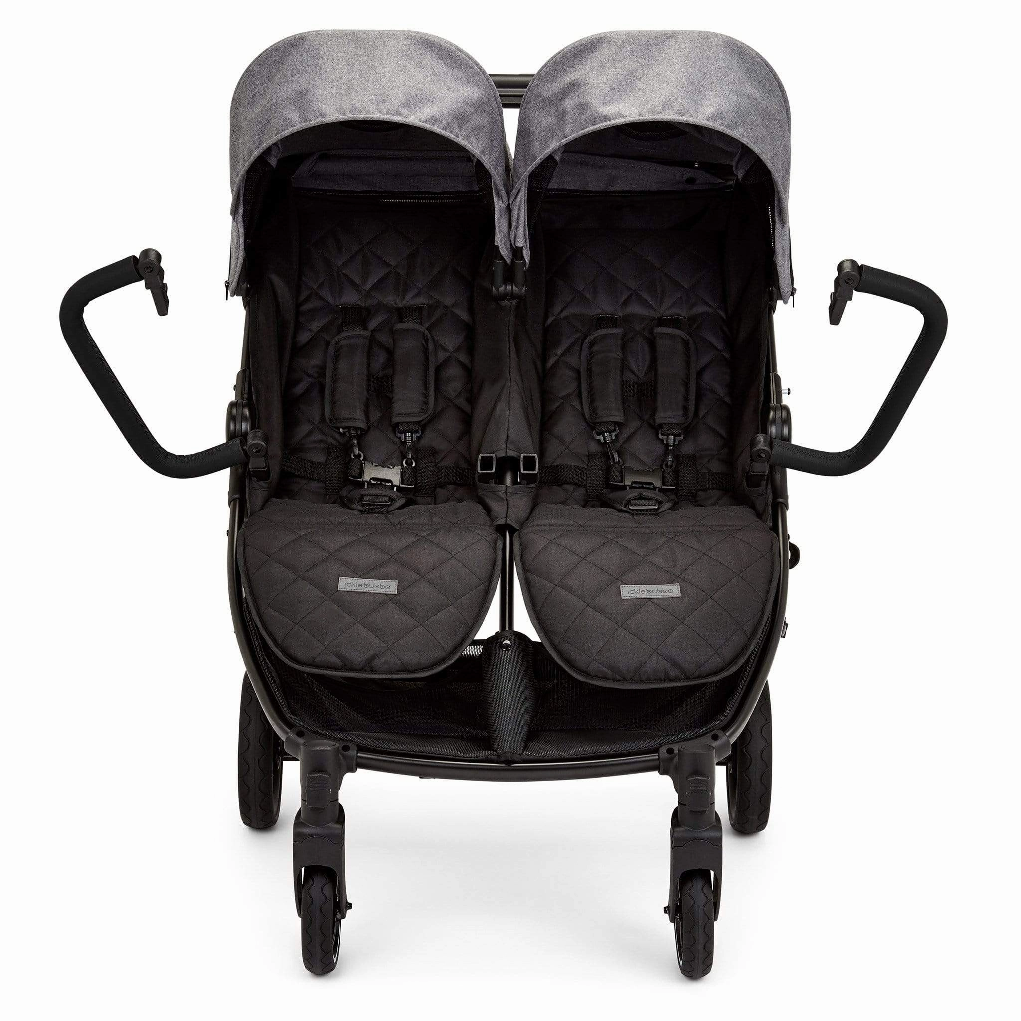 Ickle Bubba Venus Max Double Stroller - Black/Space Grey/Black