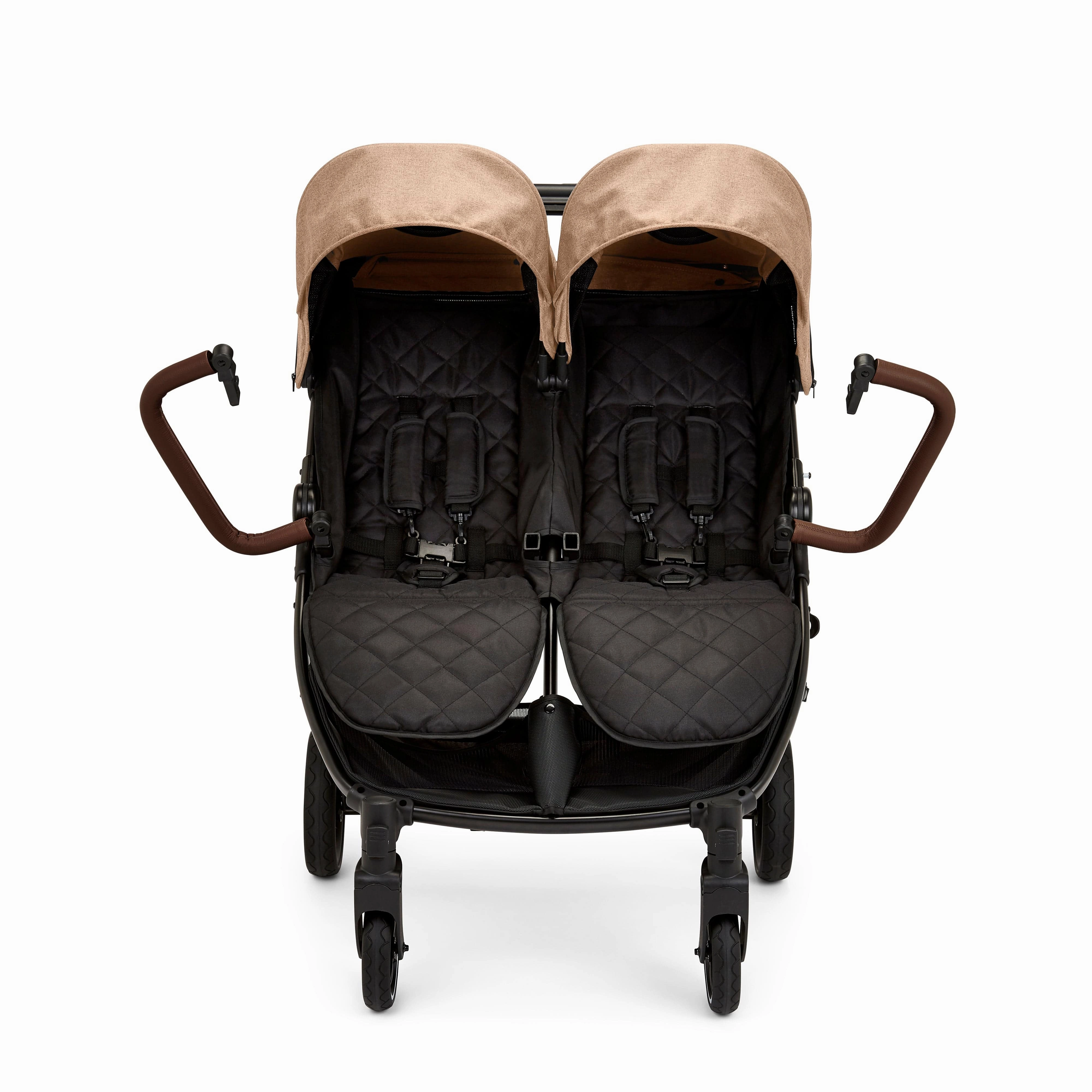 Ickle Bubba Venus Prime Double Stroller - Black / Biscuit / Tan