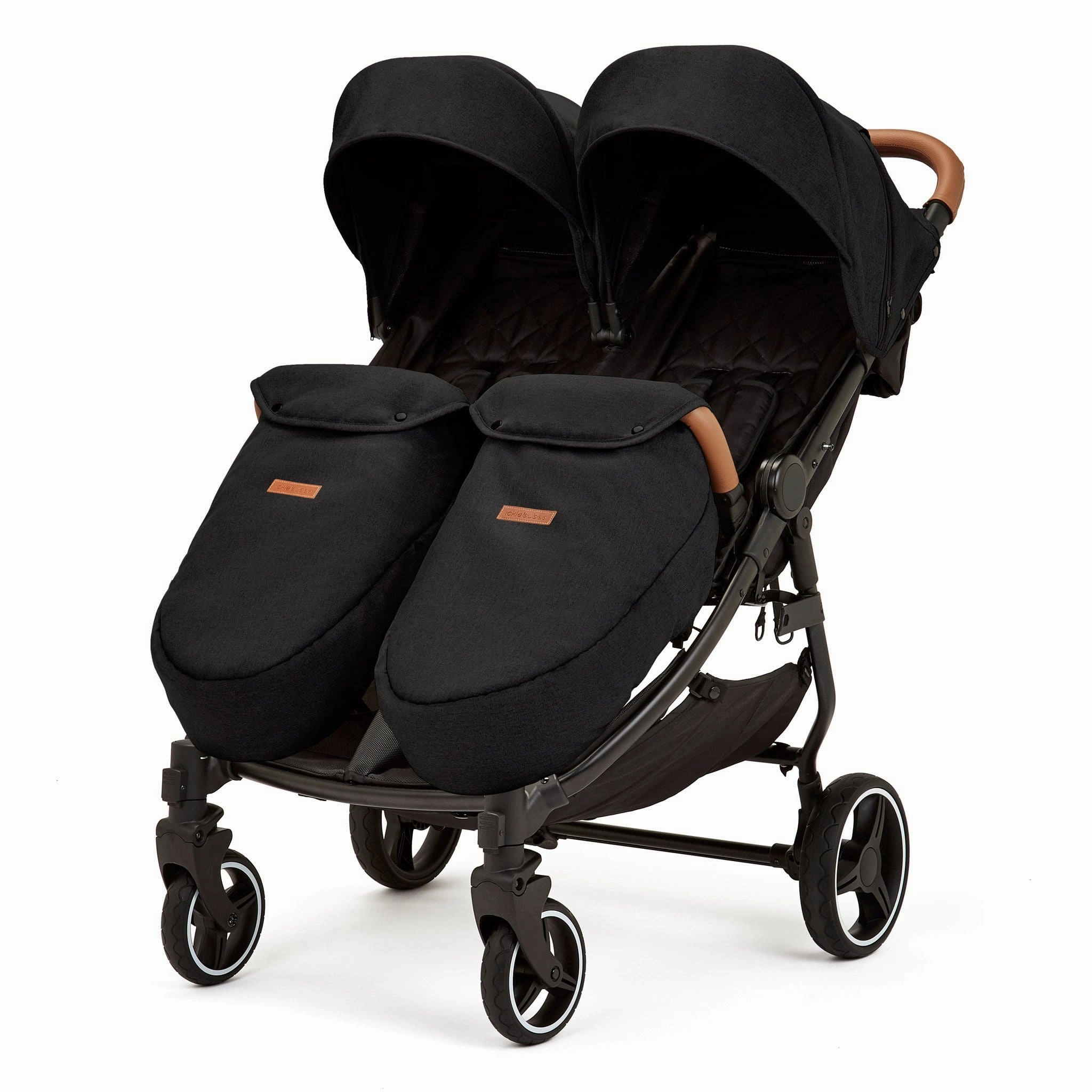 Ickle Bubba Venus Prime Double Stroller - Black/Black/Tan