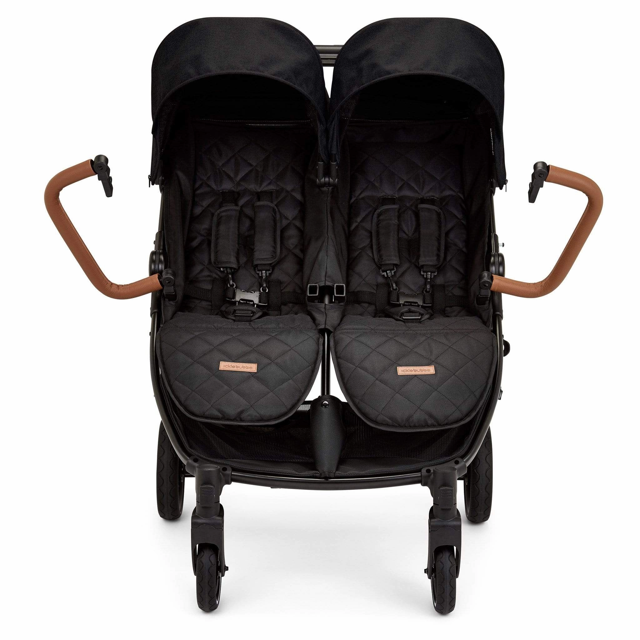 Ickle Bubba Venus Prime Double Stroller - Black/Black/Tan