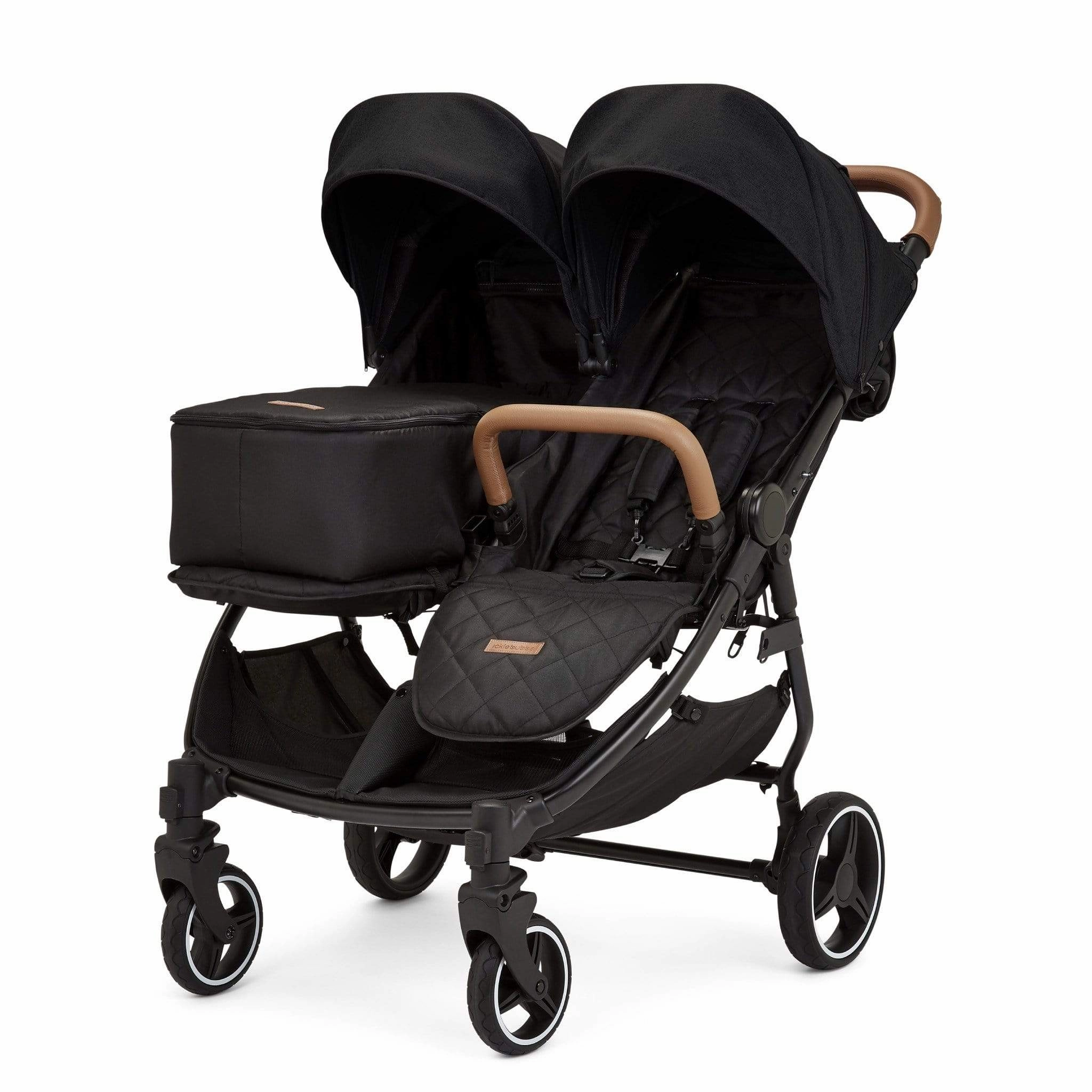 Ickle Bubba Venus Prime Double Stroller - Black/Black/Tan