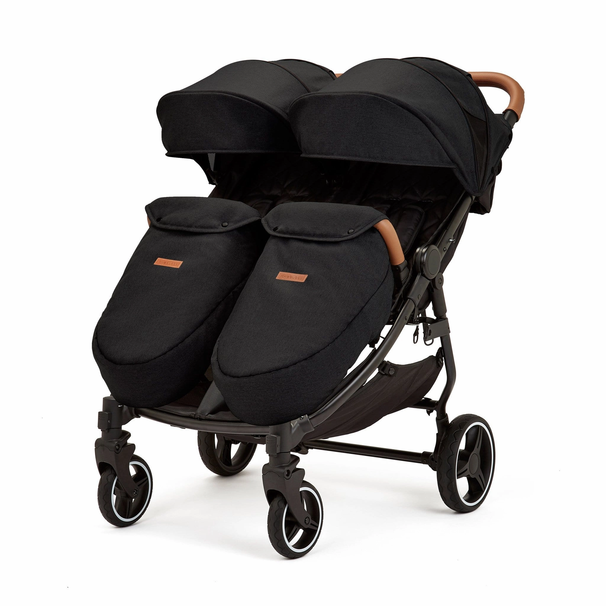 Ickle Bubba Venus Prime Double Stroller - Black/Black/Tan