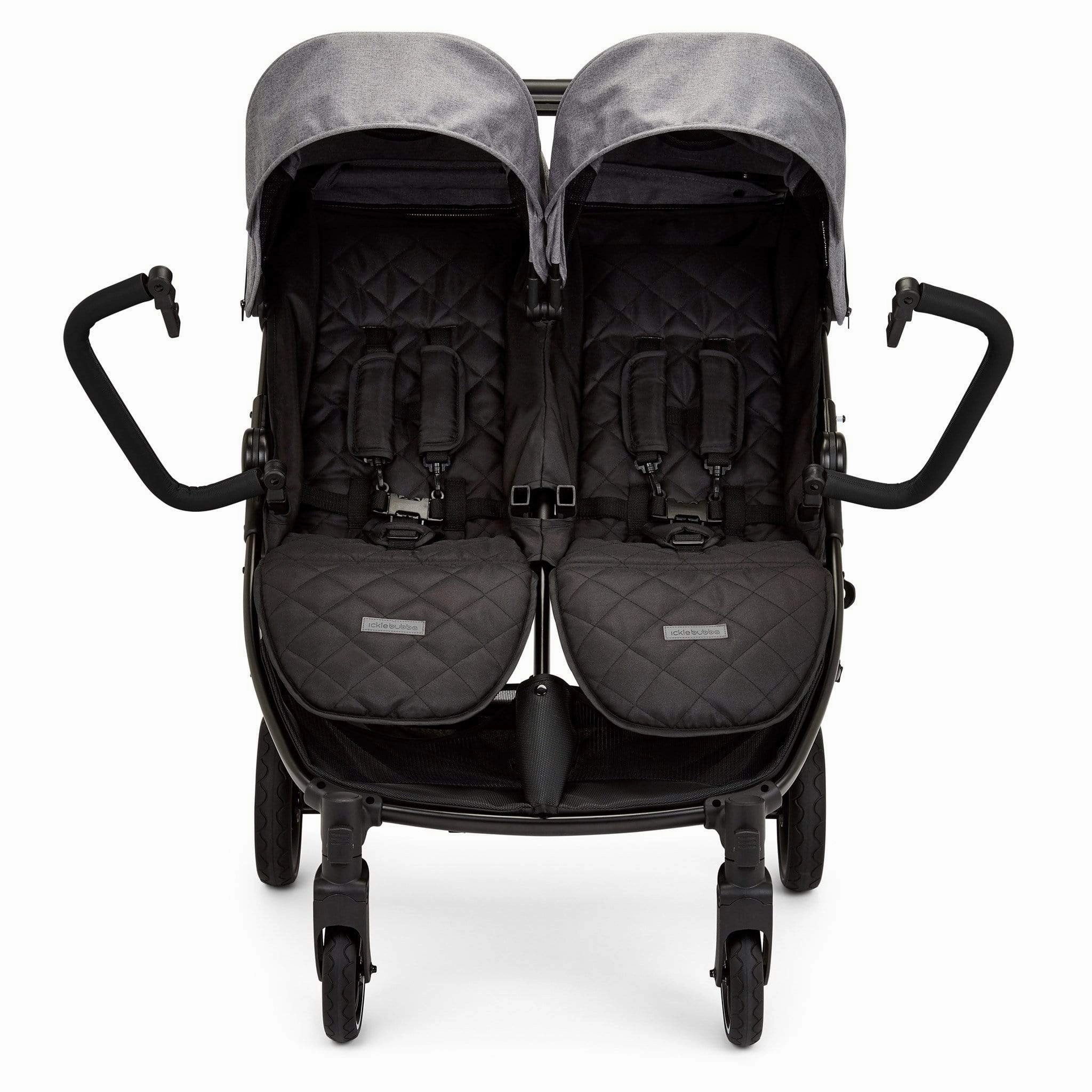 Ickle Bubba Venus Prime Double Stroller - Black/Space Grey/Black