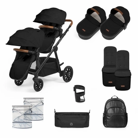 Ickle Bubba Virgo 2in1 Pushchair, Twin Package - Black / Black / Tan