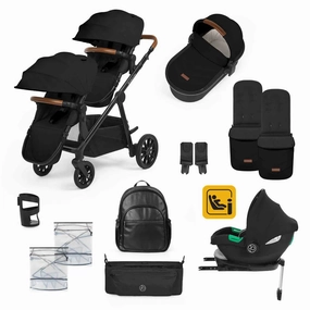 Ickle Bubba Virgo Growing Family 14 Piece Travel System with i-Size Cirrus Car Seat & ISOFIX Base - Black