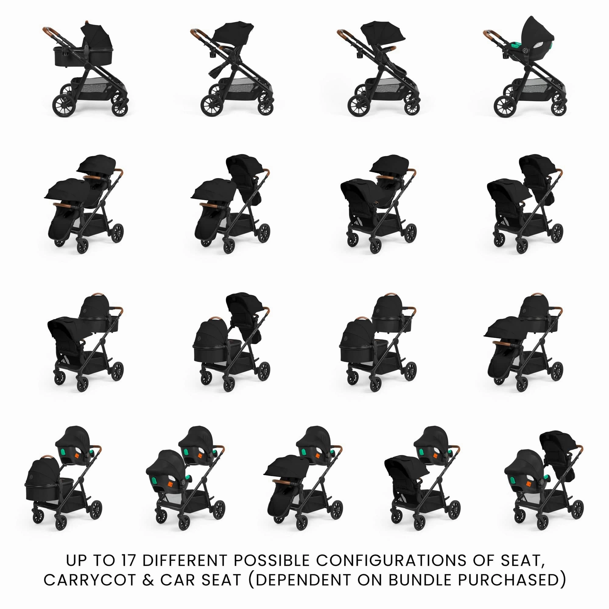 Ickle Bubba Virgo Travel System (Cirrus) - Black / Black / Tan