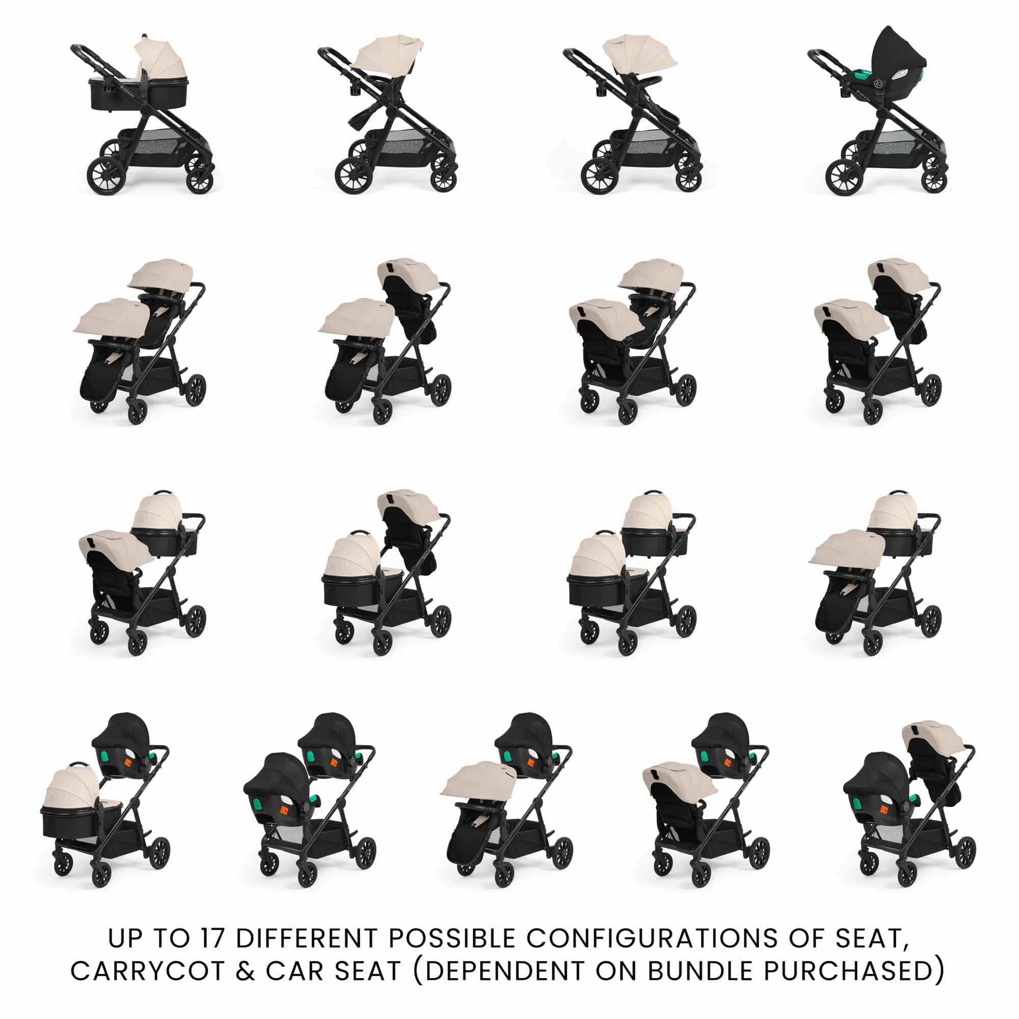 Ickle Bubba Virgo Travel System (Cirrus) - Black / Stone / Black