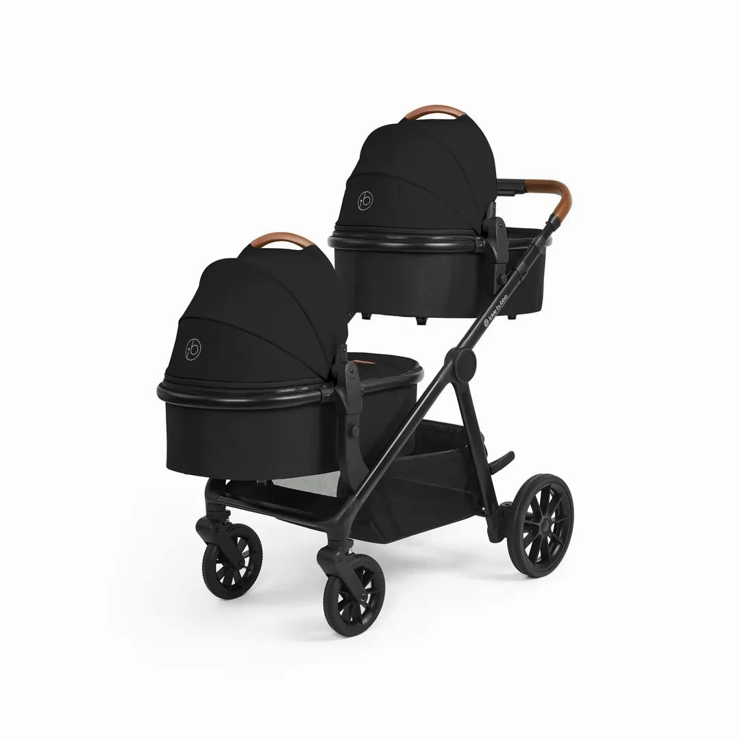 Ickle Bubba Virgo Twin 18 Piece Travel System with i-Size Cirrus Car Seats & ISOFIX Bases - Black