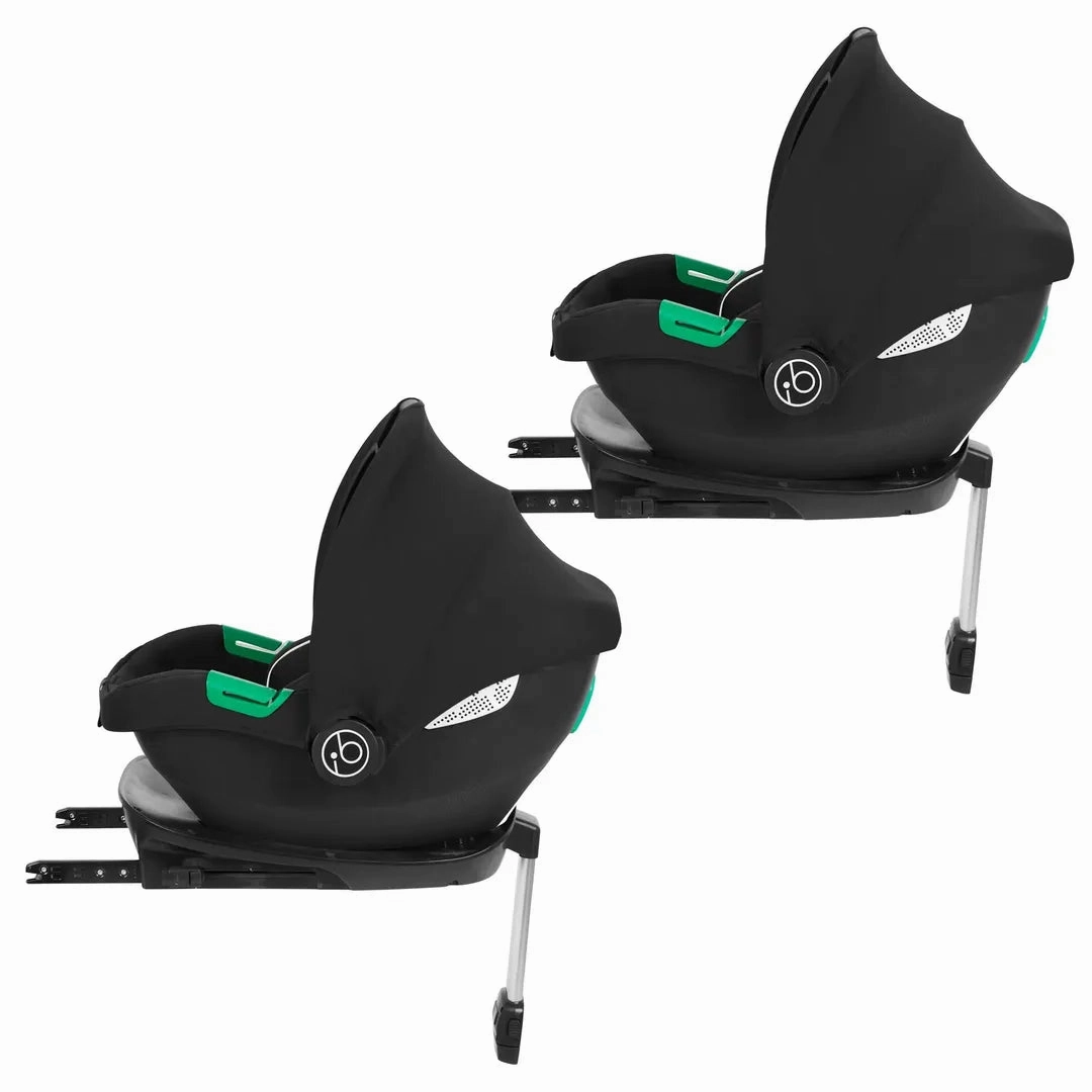 Ickle Bubba Virgo Twin 18 Piece Travel System with i-Size Cirrus Car Seats & ISOFIX Bases - Black