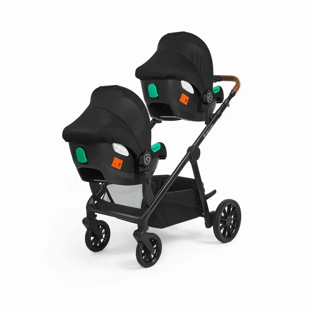 Ickle Bubba Virgo Twin 18 Piece Travel System with i-Size Cirrus Car Seats & ISOFIX Bases - Black