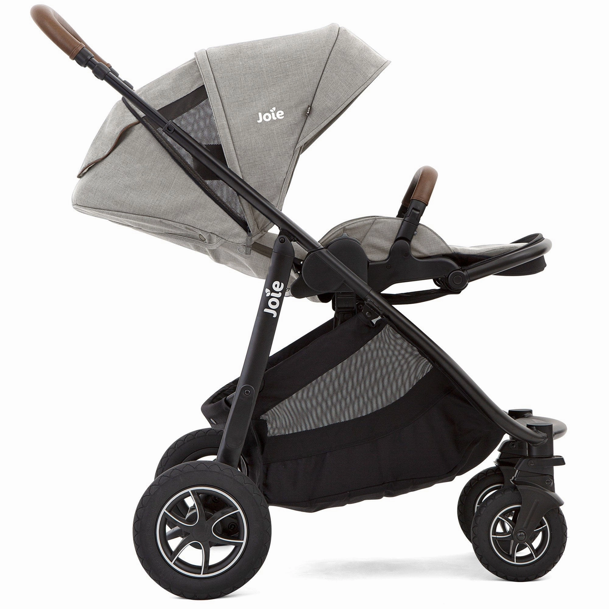 Joie Versatrax Stroller and Ramble XL Carrycot in Pebble