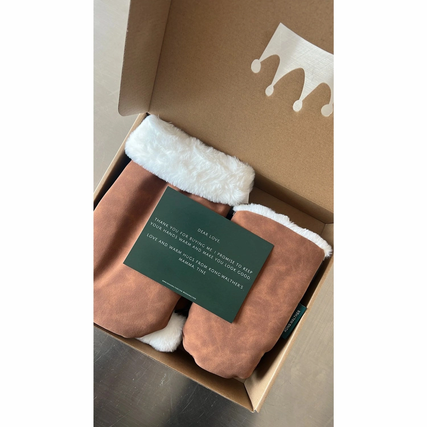 KongWalther Family Set Brown faux Suede sterbro Stroller Gloves