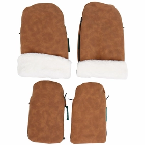 KongWalther Family Set Brown faux Suede sterbro Stroller Gloves