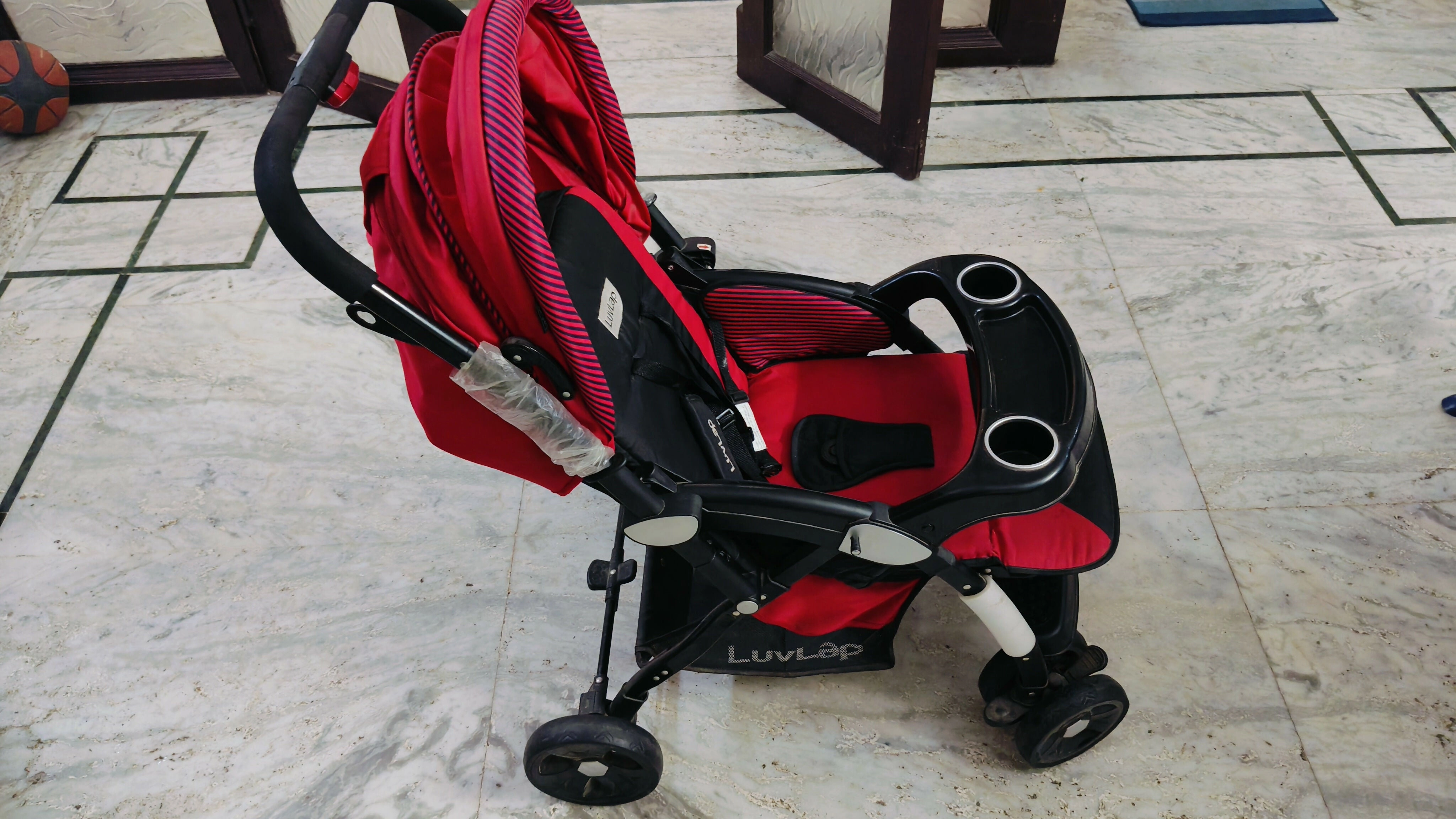 LUVLAP Galaxy Stroller / Pram, Extra Large Seating Space, Easy Fold, for Newborn Baby / Kids, 0-3 years (Red)