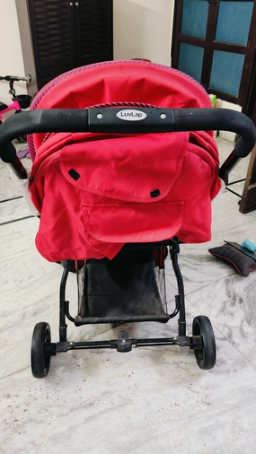 LUVLAP Galaxy Stroller / Pram, Extra Large Seating Space, Easy Fold, for Newborn Baby / Kids, 0-3 years (Red)