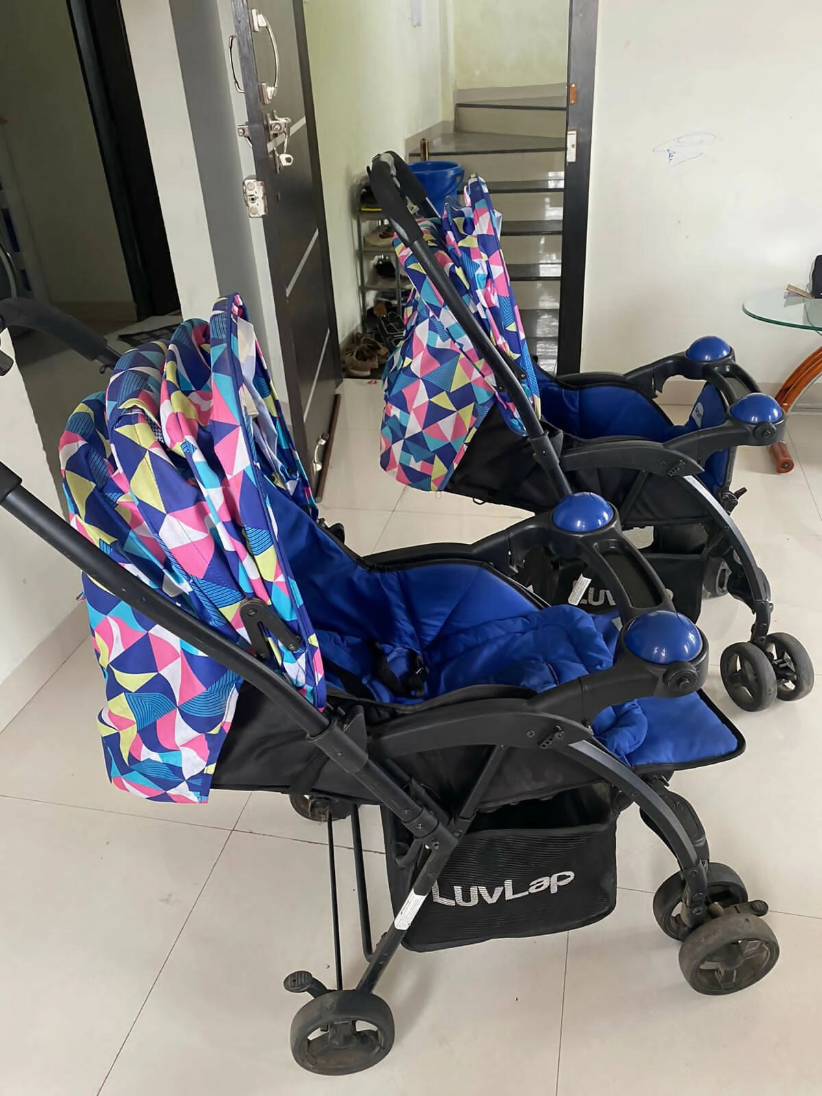 LUVLAP Joy Stroller/Pram for Baby- Blue | Set of 2 perfect for twins / twin stroller