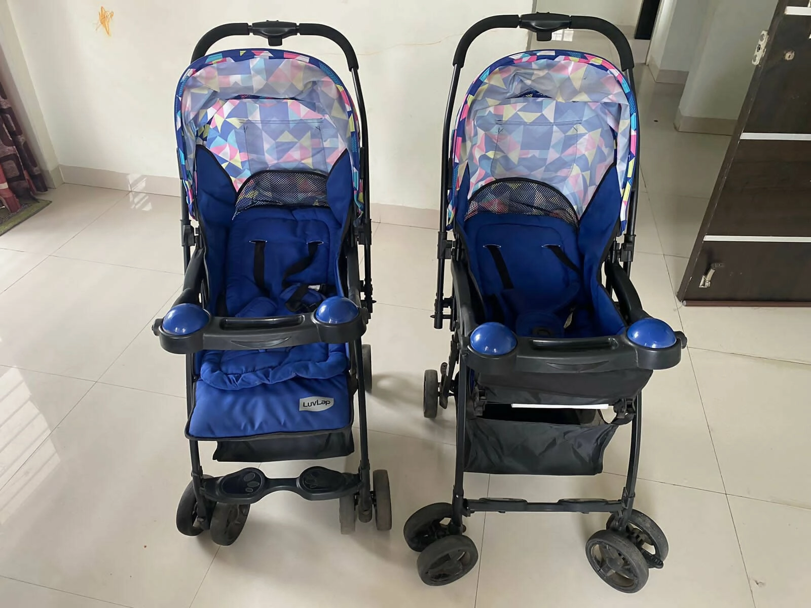 LUVLAP Joy Stroller/Pram for Baby- Blue | Set of 2 perfect for twins / twin stroller