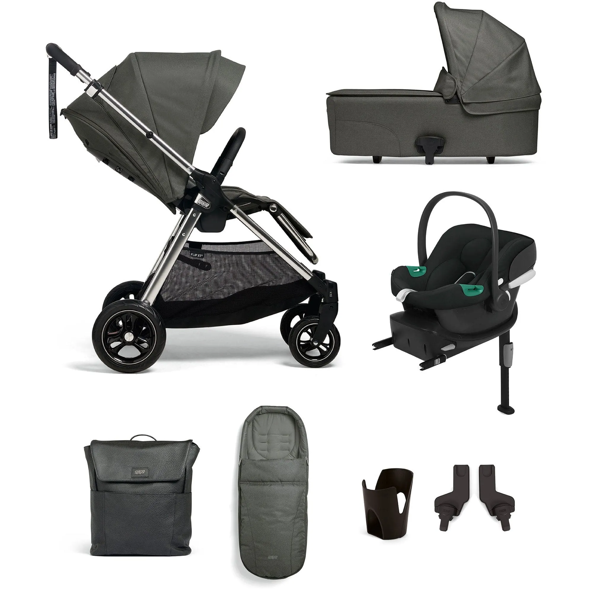 Mamas & Papas Flip XT 8 Piece Essentials Bundle with Car Seat - Harbour Grey