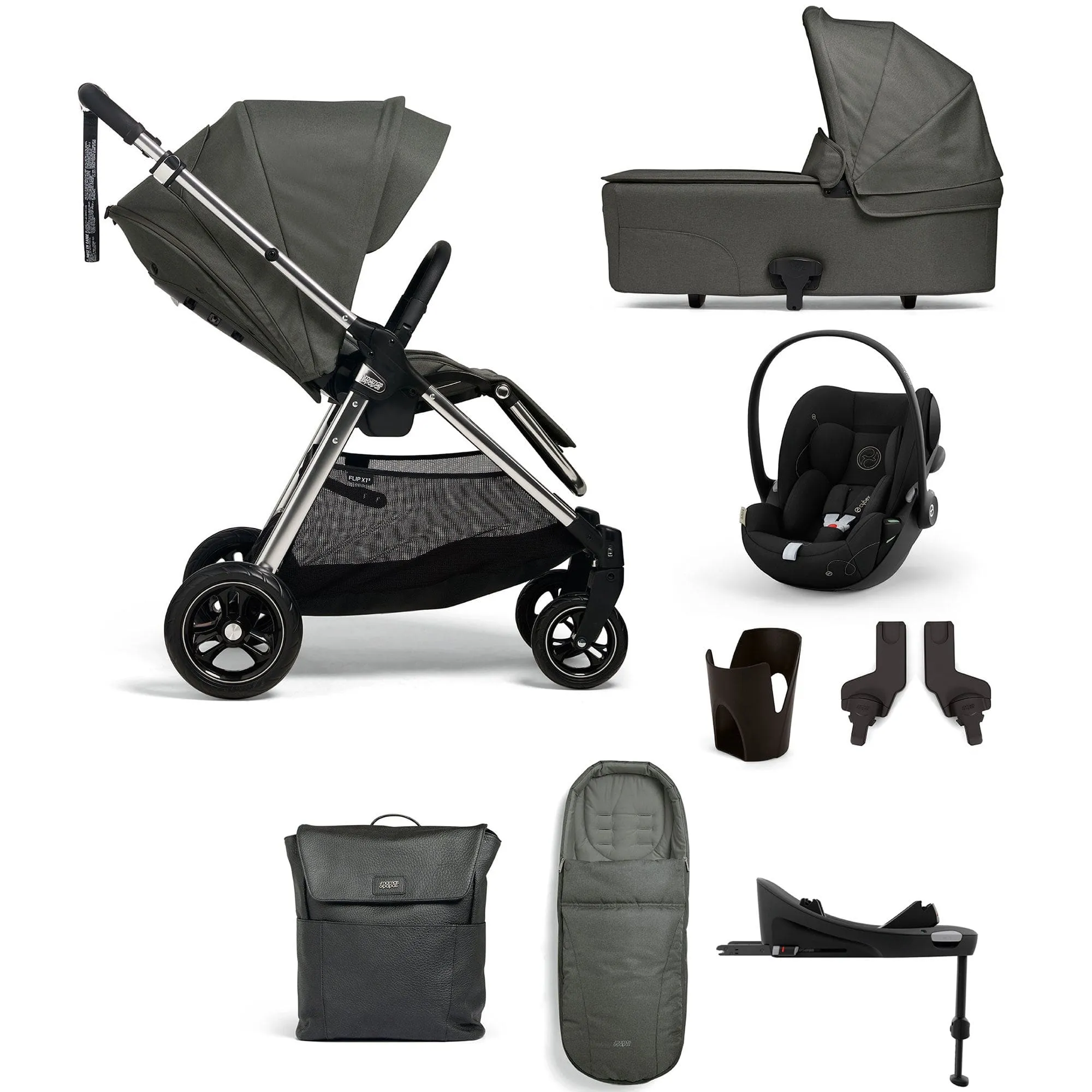 Mamas & Papas Flip XT 8 Piece Essentials Bundle with Car Seat - Harbour Grey