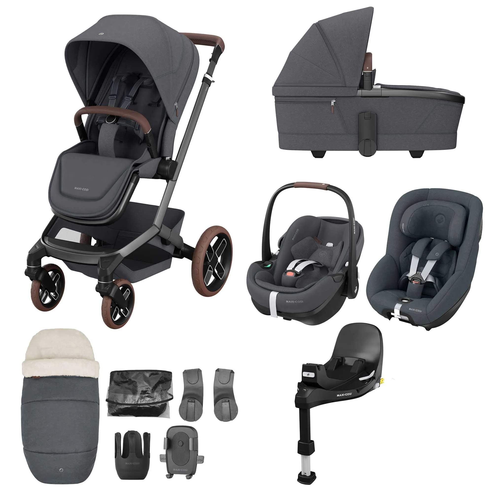 Maxi-Cosi FAME 10 Piece Premium Family 360 Pro Bundle in Twillic Graphite