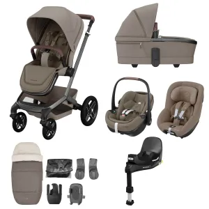 Maxi-Cosi FAME 10 Piece Premium Family 360 Pro Bundle in Twillic Truffle (Black Wheels)