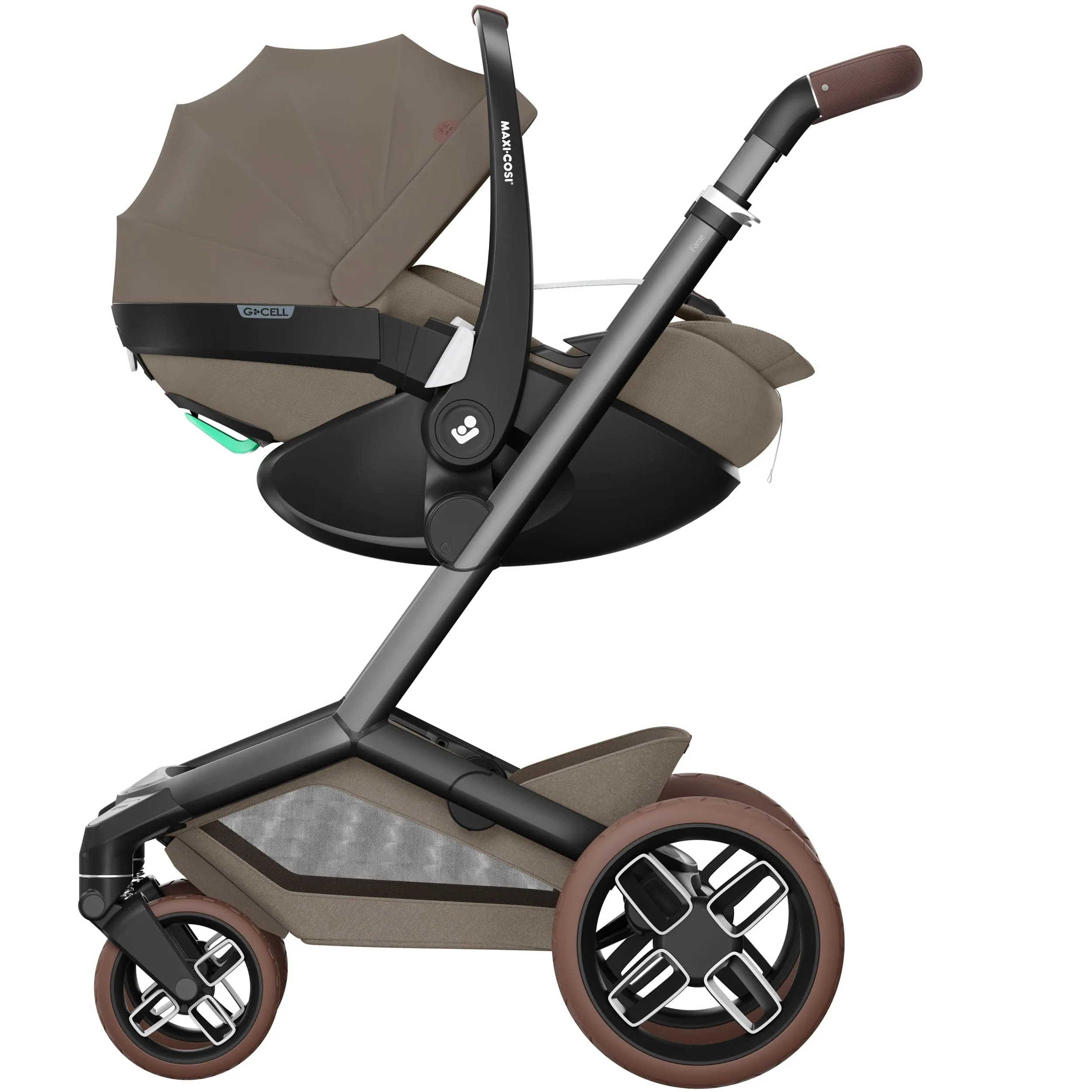 Maxi-Cosi FAME 10 Piece Premium Family 360 Pro Bundle in Twillic Truffle (Brown Wheels)