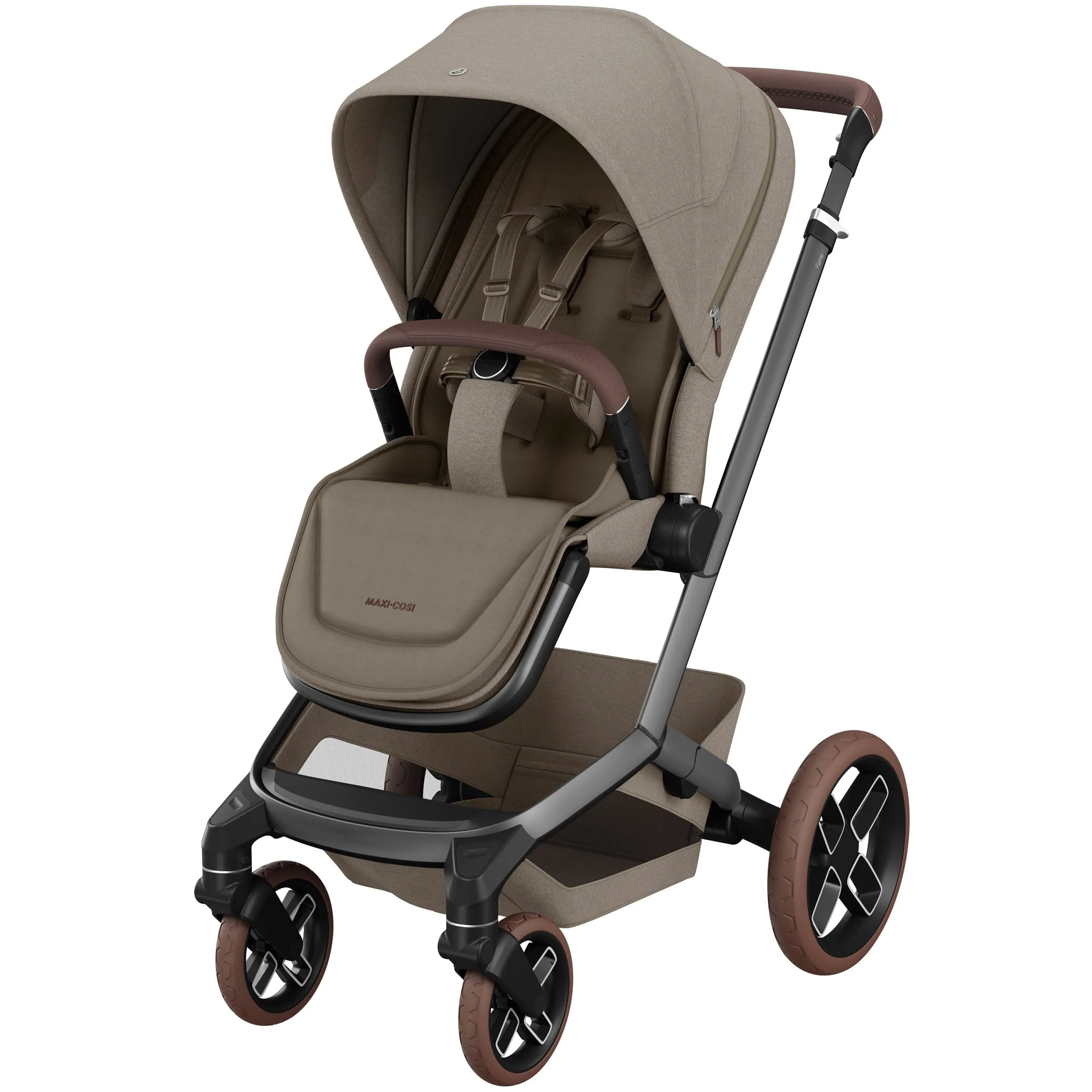 Maxi-Cosi FAME 10 Piece Premium Family 360 Pro Bundle in Twillic Truffle (Brown Wheels)