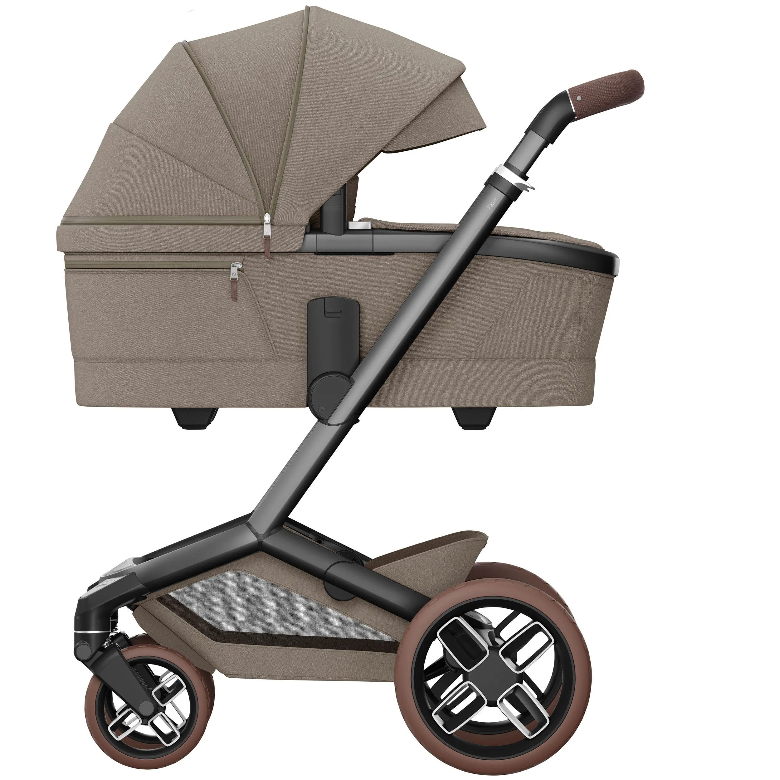 Maxi-Cosi FAME 8 Piece Complete Travel System in Twillic Truffle (Brown Wheels)