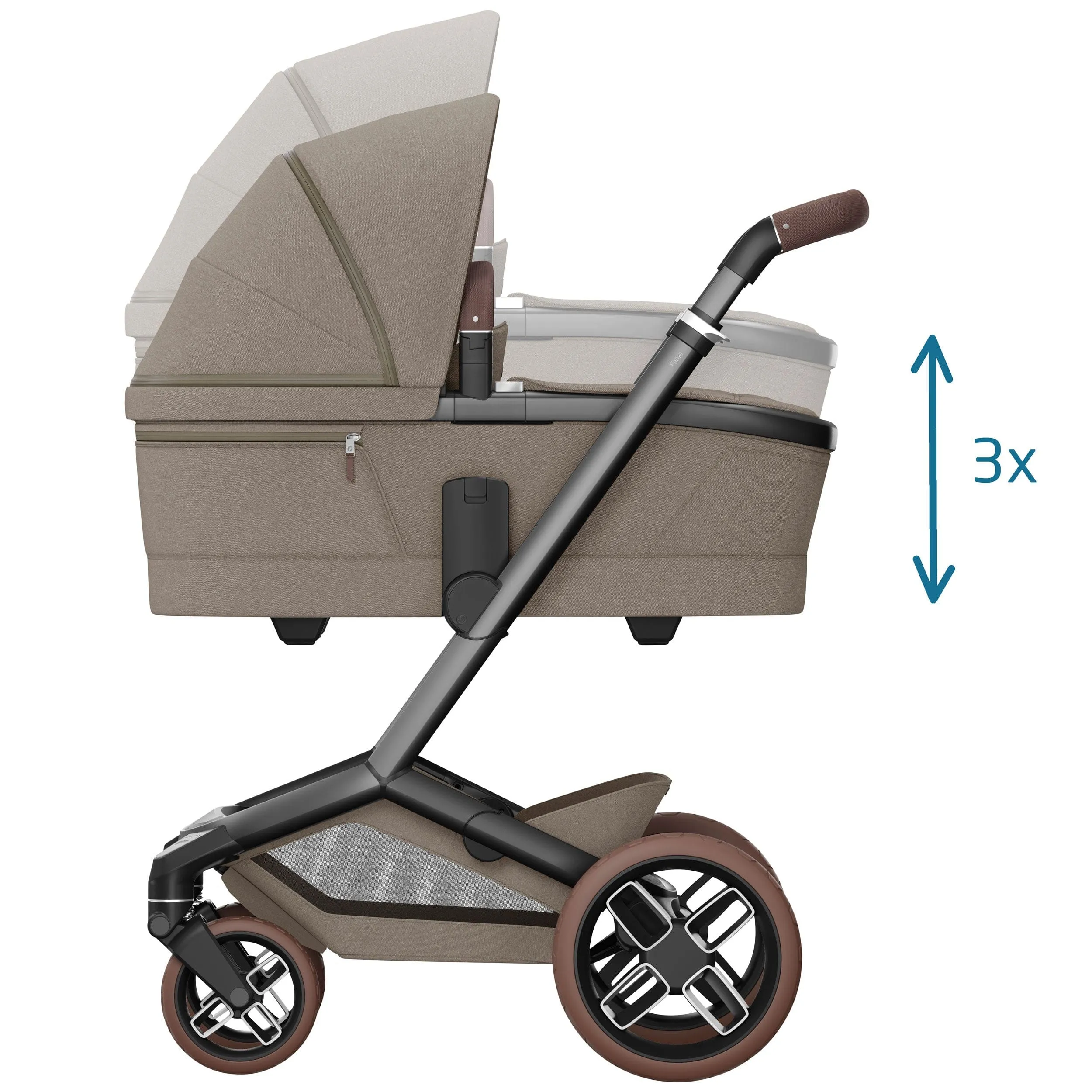 Maxi-Cosi FAME 8 Piece Complete Travel System in Twillic Truffle (Brown Wheels)