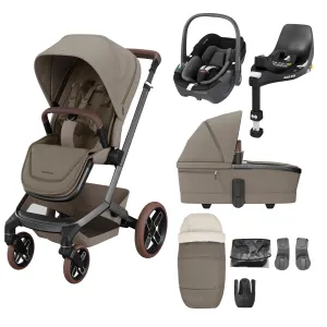 Maxi-Cosi FAME 8 Piece Complete Travel System in Twillic Truffle (Brown Wheels)