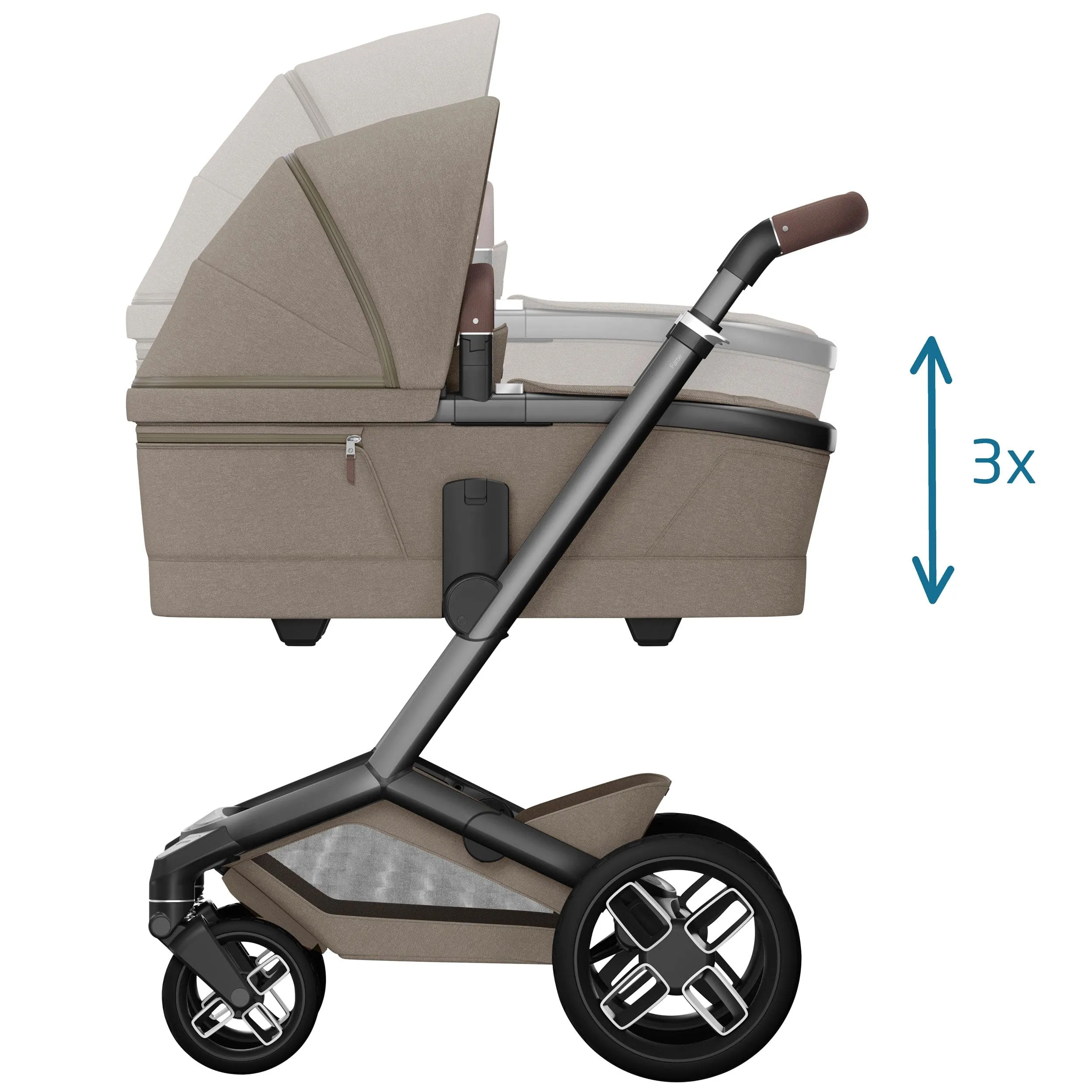 Maxi-Cosi FAME 8 Piece Complete Travel System in Twillic Truffle (Brown Wheels)