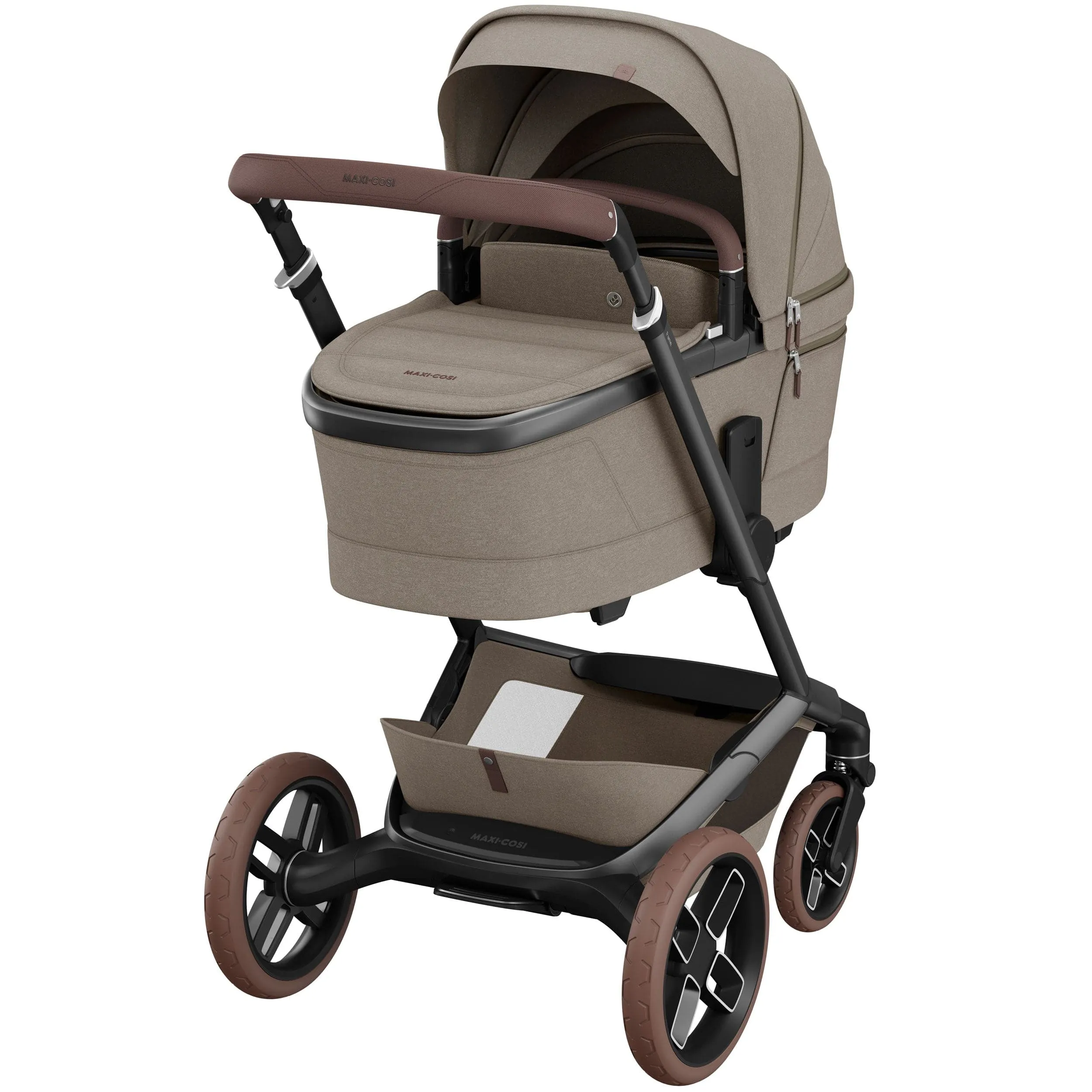 Maxi-Cosi FAME 8 Piece Complete Travel System in Twillic Truffle (Brown Wheels)