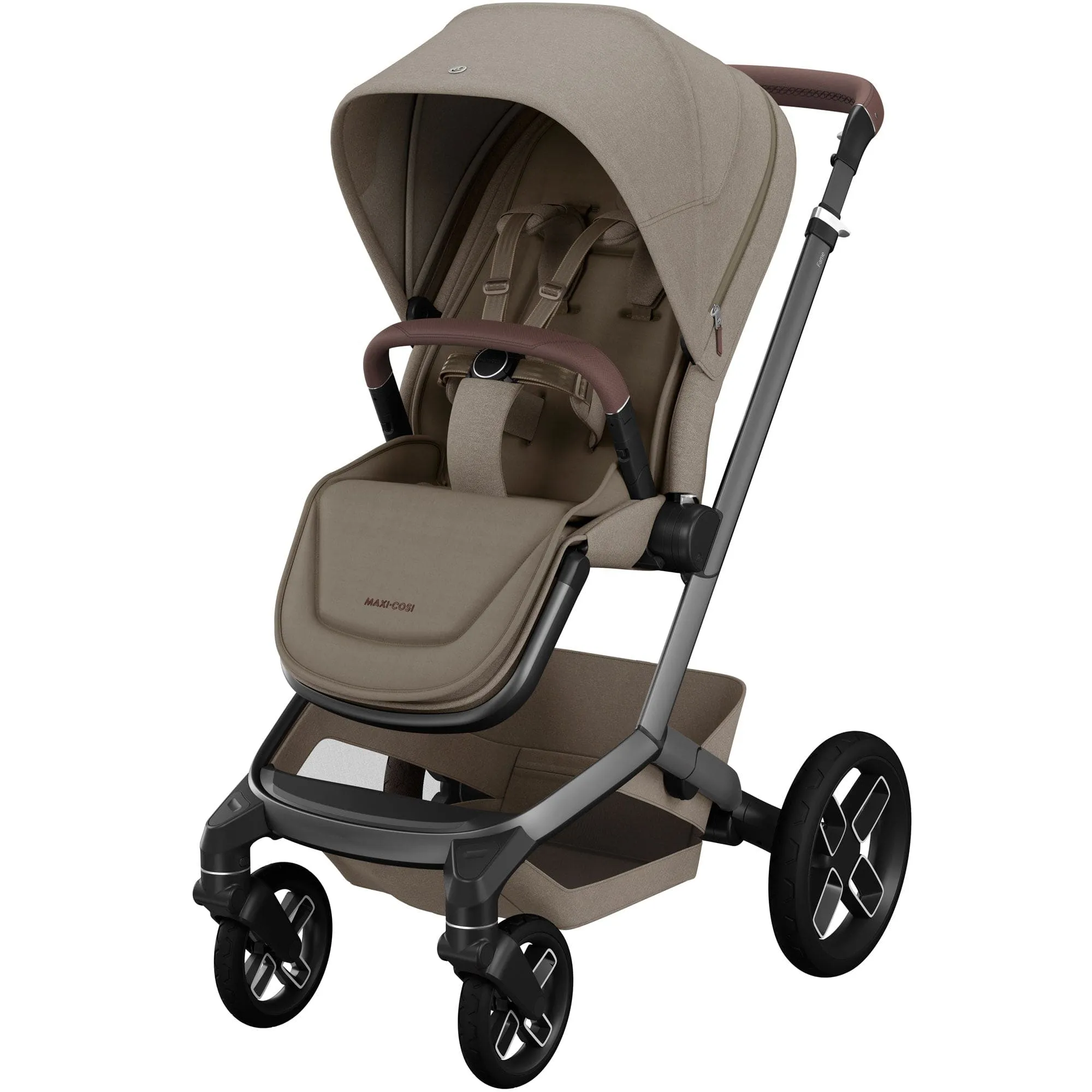 Maxi-Cosi FAME 8 Piece Complete Travel System in Twillic Truffle (Brown Wheels)