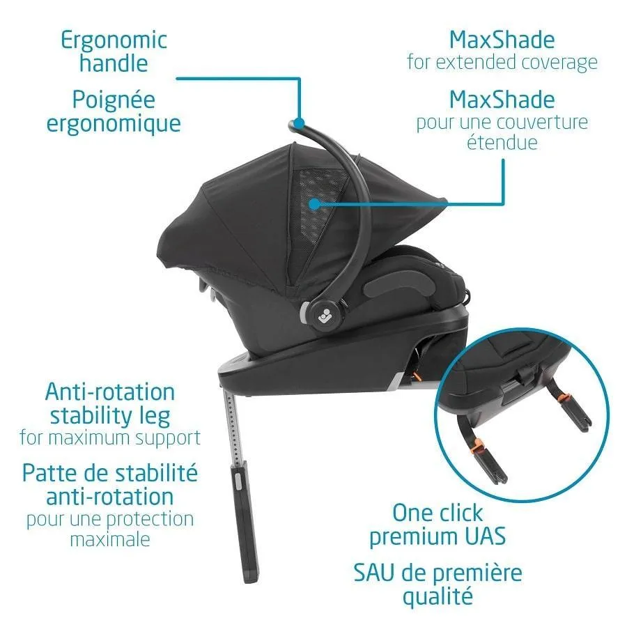 Maxi Cosi Lila CP Travel System with Mico XP Stroller - Essential Black